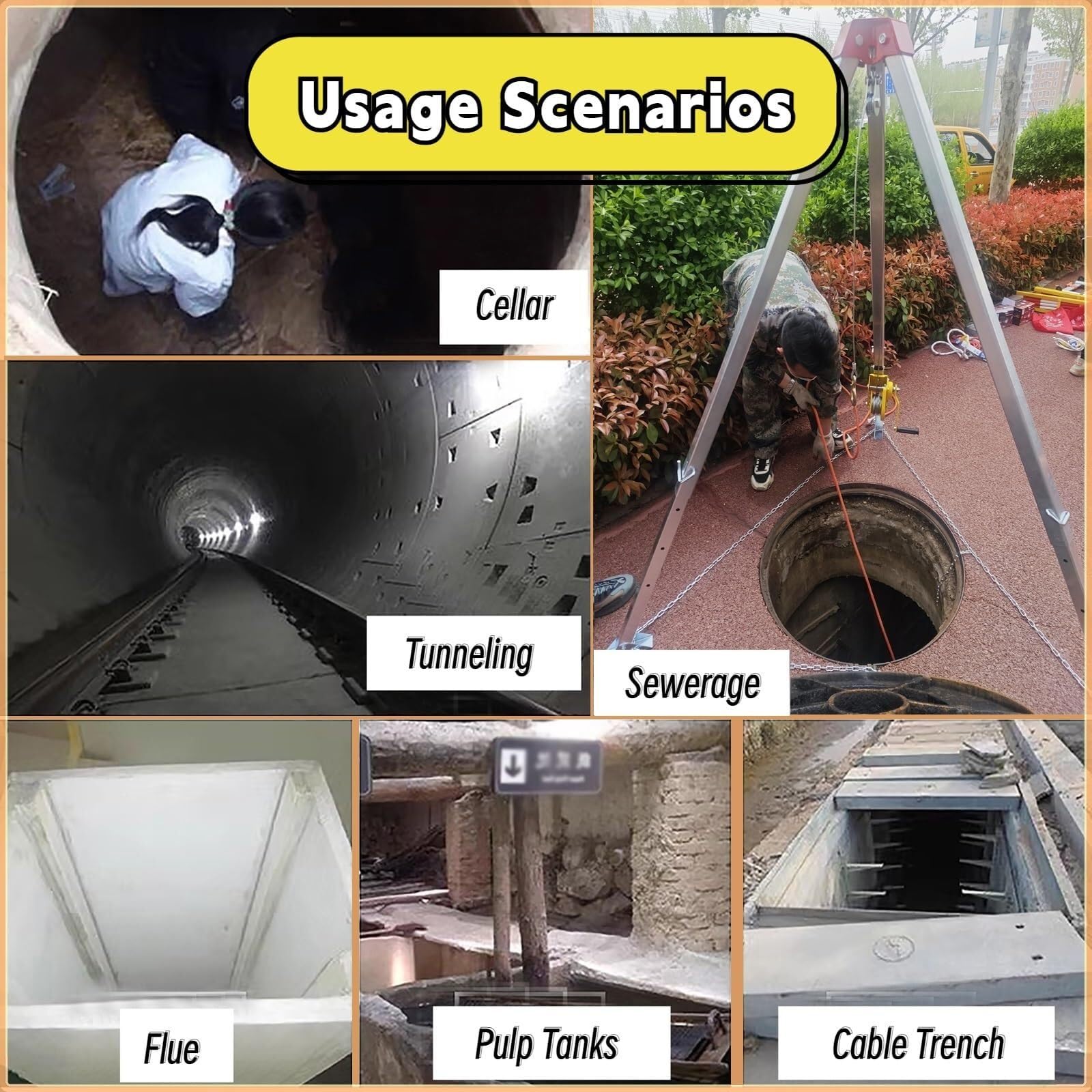 Trípode de Rescate para Espacios confinados de Alta Resistencia con cabrestante de 1800 LB, arnés de Seguridad, Sistema de Rescate de pozos y alcantarillas, Kit de trípode de Aluminio para a