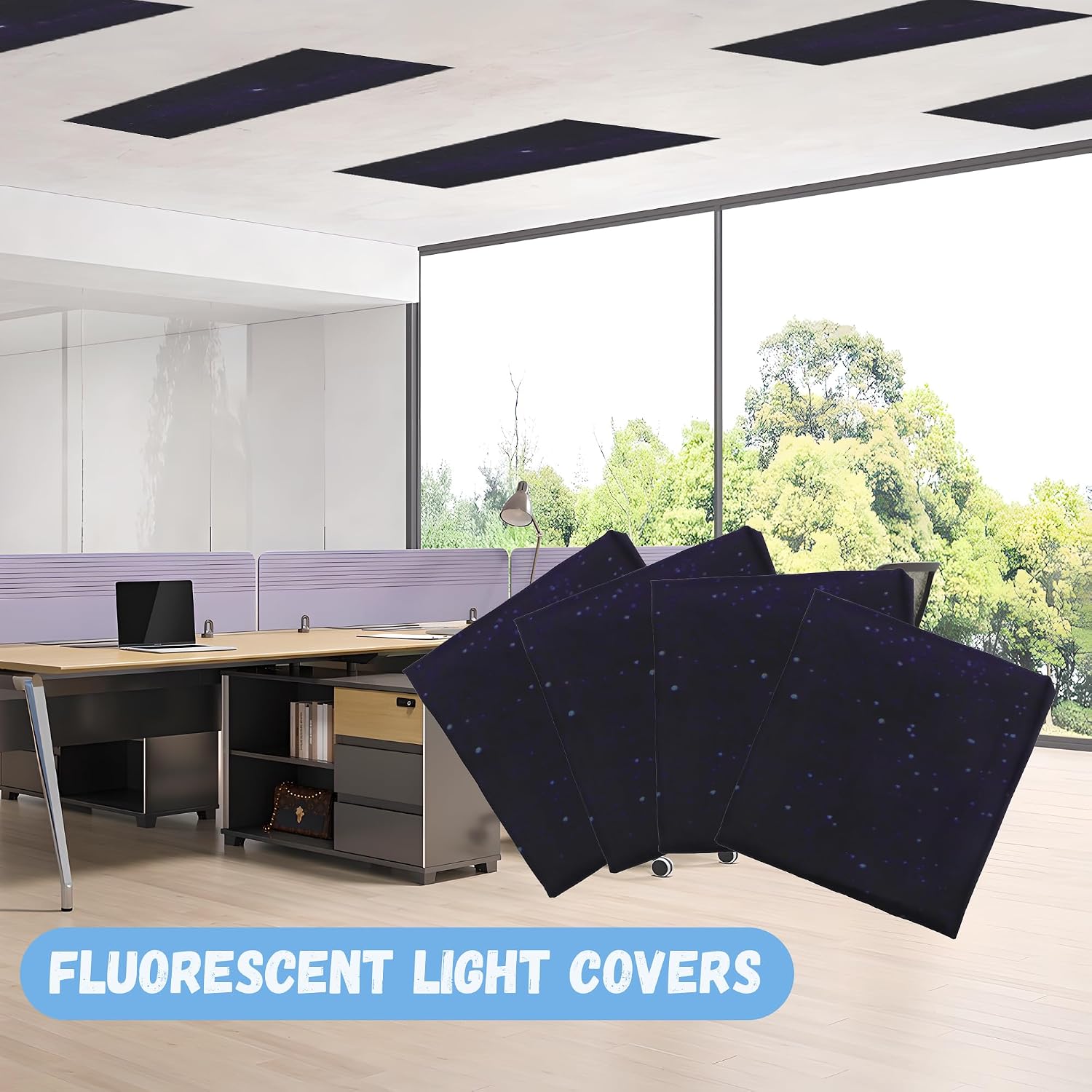 8 PCS Fluorescent Light Covert,Octolights Ceiling Light Cover Starry for hospital office classroom library Star