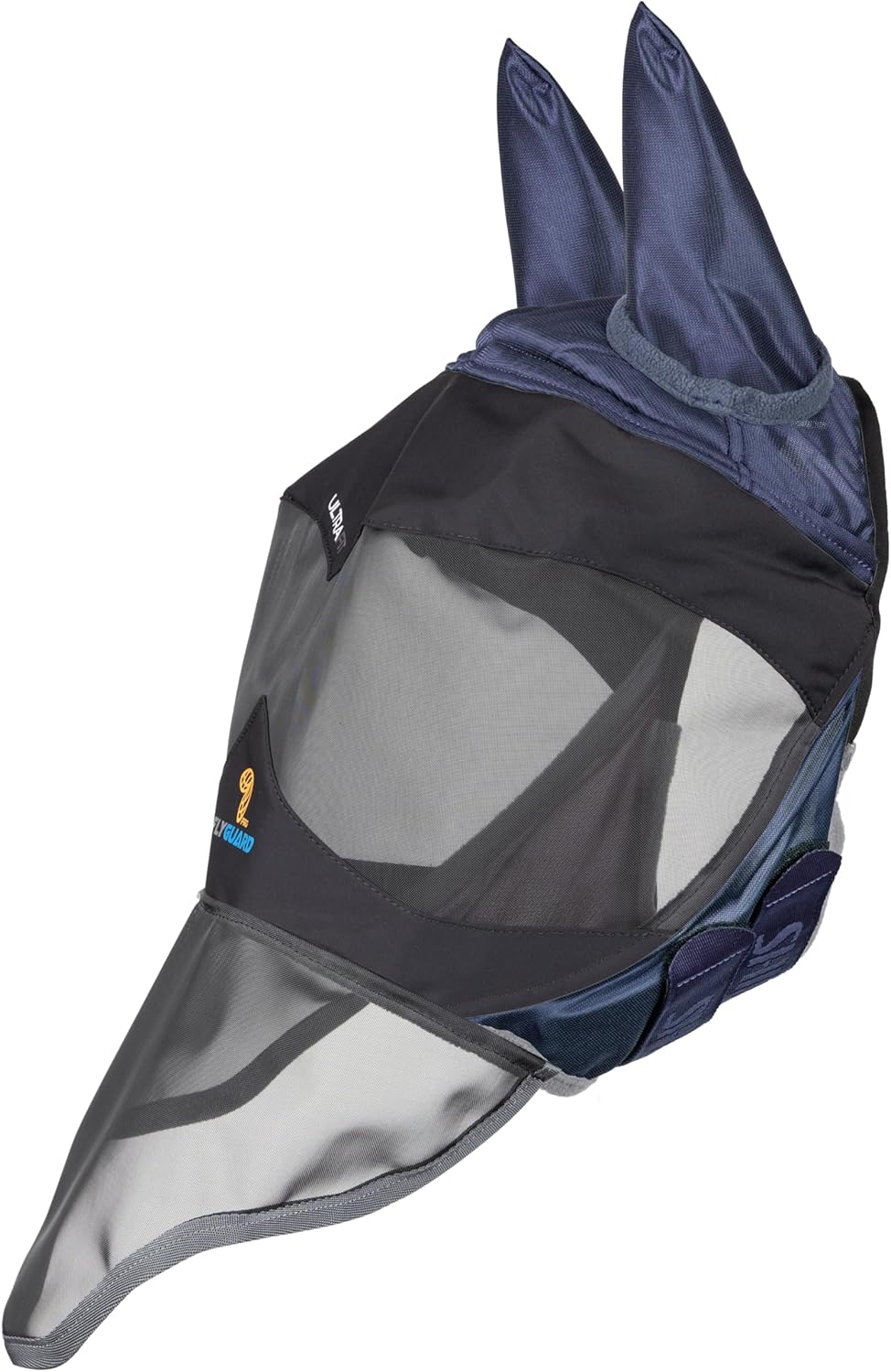 Shires FlyGuard Pro Deluxe Fly Mask with Ears & Nose – Cob Size | Premium Fine Mesh Protection | Lightweight Breathable Fly & Insect Guard | Secure Fit | Navy