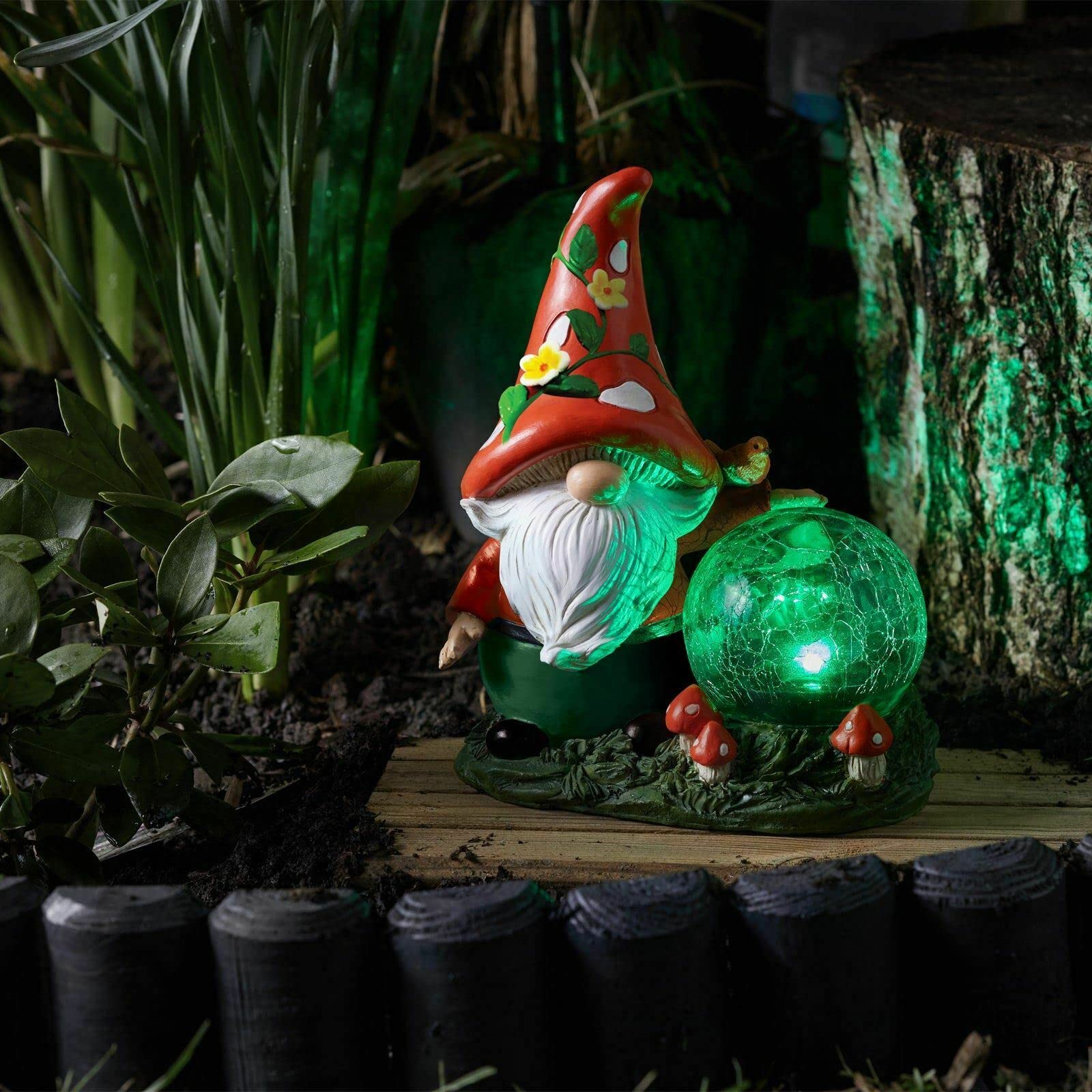 Garden Mile Solar Powered LED Garden Decoration Color Changing Crackle Glass Patio Flower Bed Driveway Novelty Crystal Effect Lamp - View #10