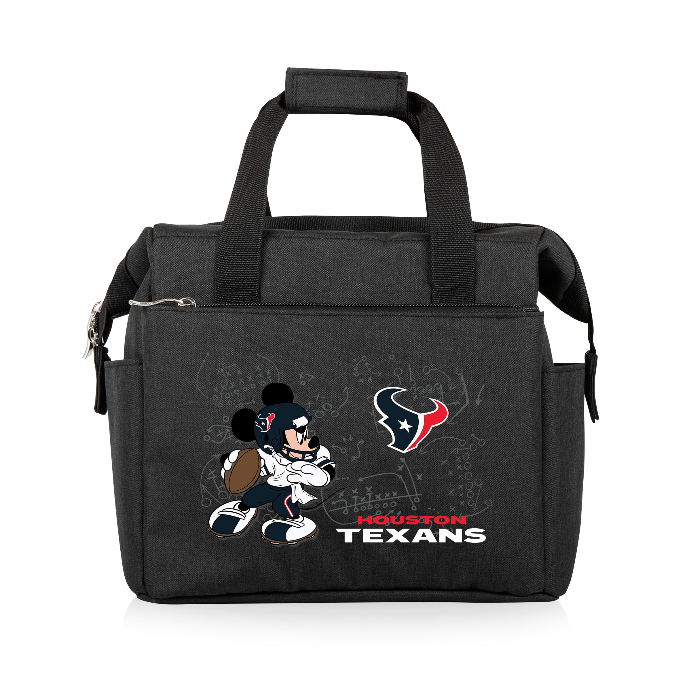 PICNIC TIME NFL Mickey Mouse On The Go Lunch Bag - Soft Cooler Lunch Box - Insulated Lunch Bag, (Black)