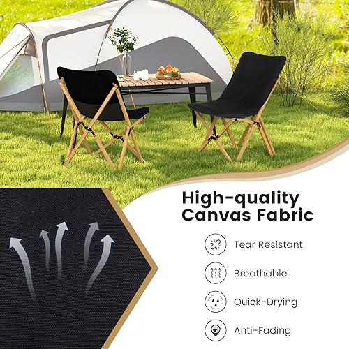 Miniatura 6 de KOTEK Sillas de camping, paquete de 2, sillas de playa plegables para adultos con bolsas de transporte, marco de bambú, sillas de césped con