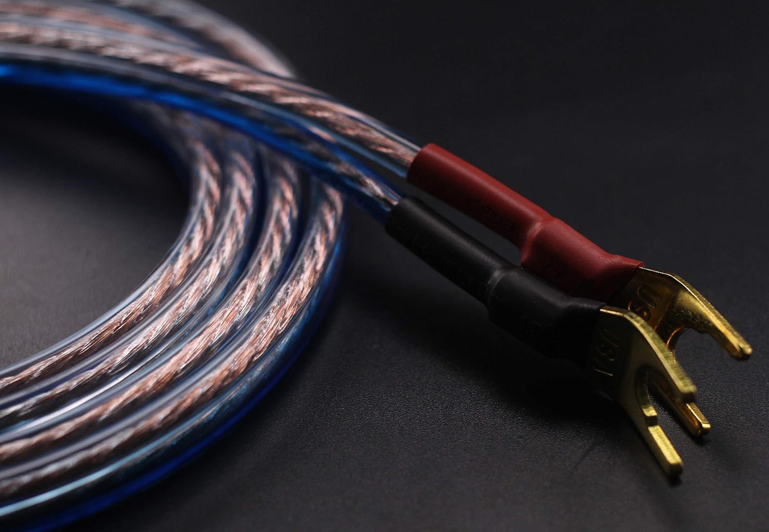 KK Cable YB-H 1pair Set(4 Spade Plug & 4 Pin Plug) HiFi OFC Speaker Wire, Spade Plug to Pin Type Plug. YB-H (1.5M(4.92ft))