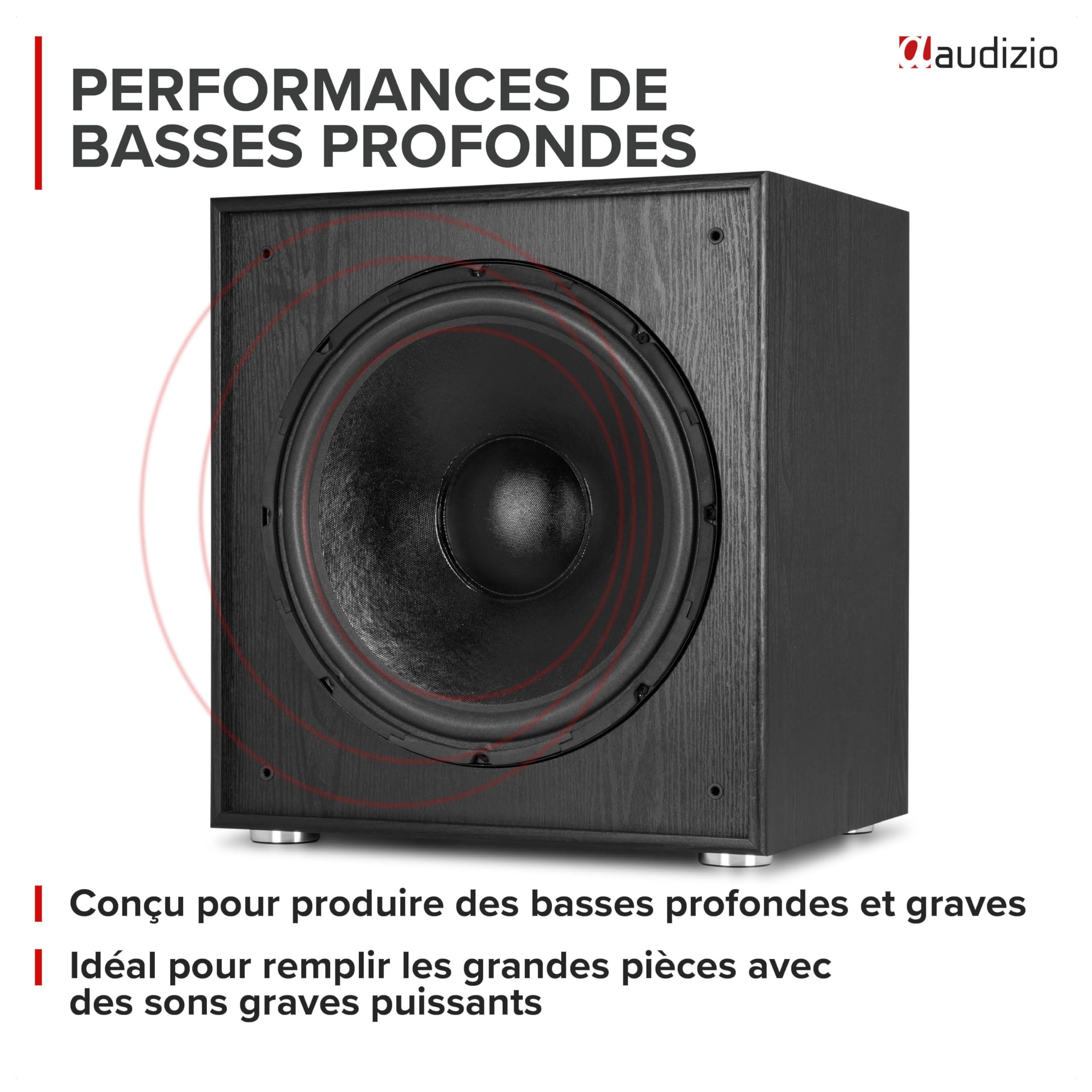 Audizio SHFS15B Subwoofer Actif 15 Pouces 500W Noir - Caisson de Basses Hi-FI pour Home Cinema et Système Audio Salon