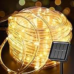 Brightown Solar Rope Lights, 39FT 100LED Outdoor Solar String Lights, IP65 Waterproof Solar Powered Fairy Lights with 8 Lighting Modes for Party Garden Yard Home Holiday Tree Decoration, Warm White
