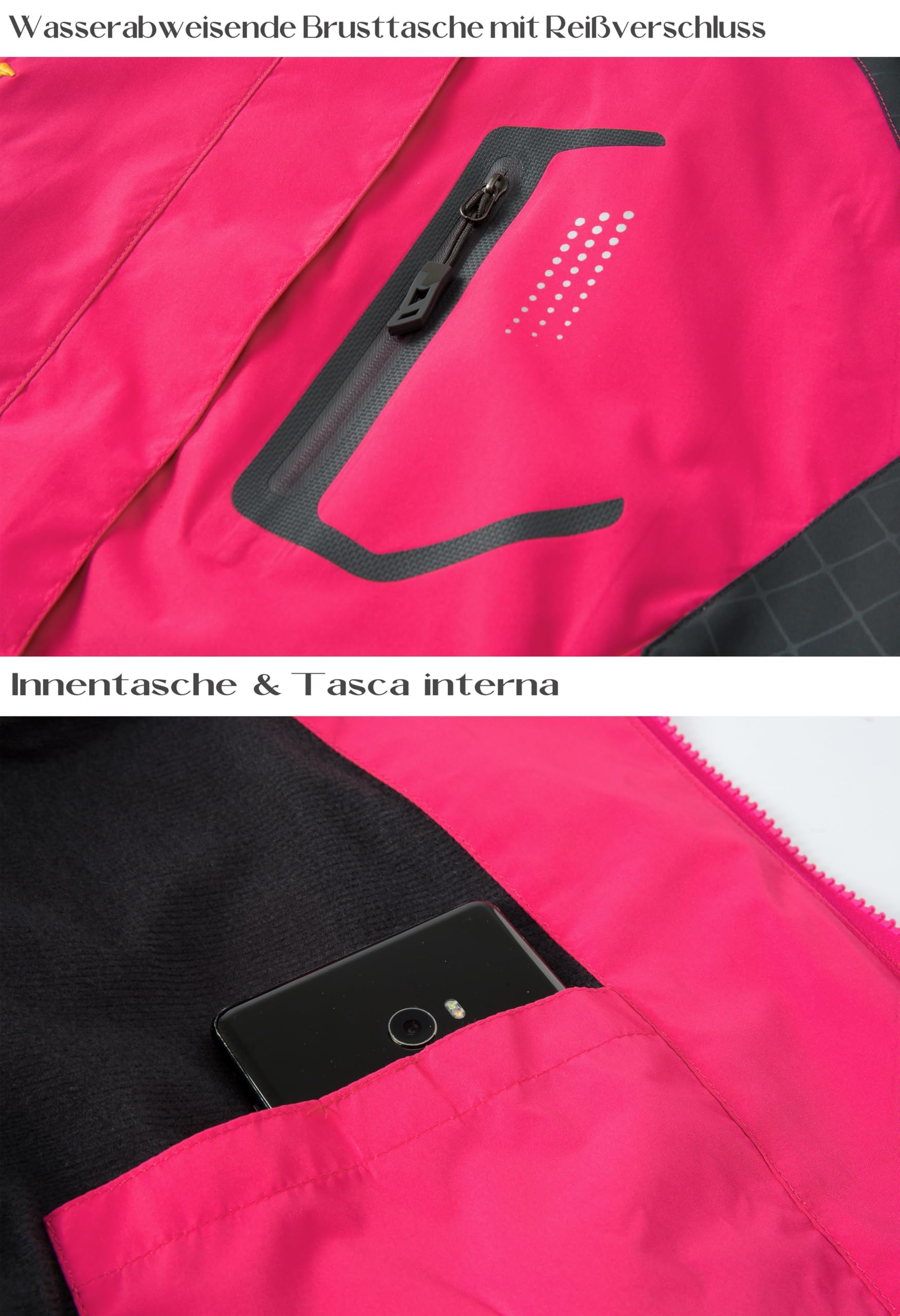 Giacca Antipioggia Donna Giacca a Vento Giacca Impermeabile Donna con Cappuccio Antivento Leggera per Trekking