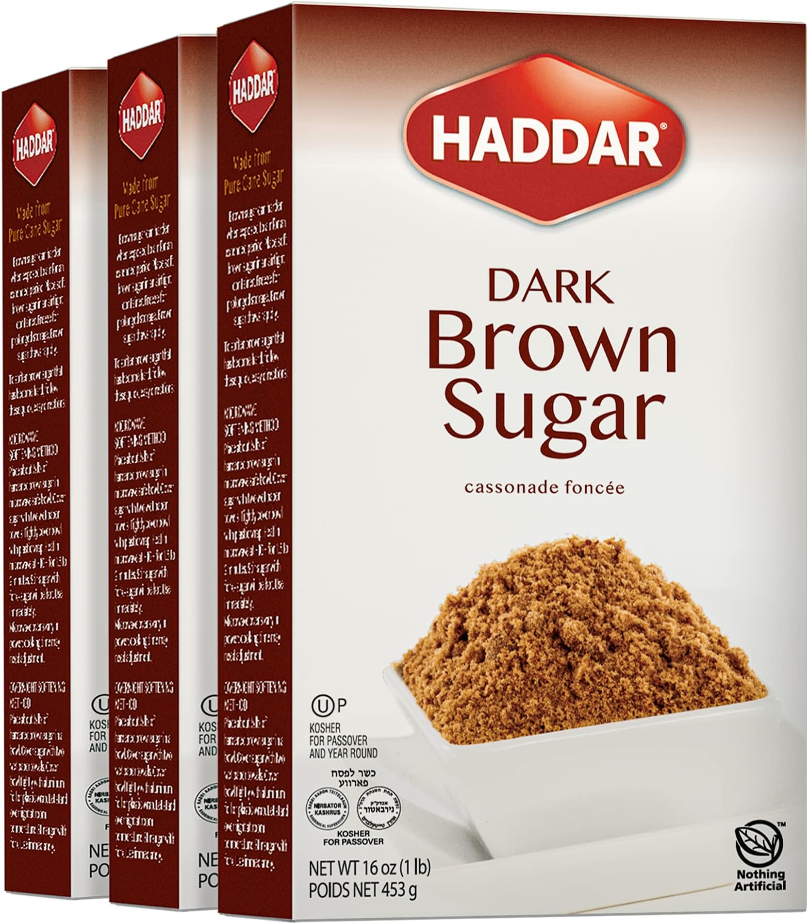 Haddar Dark Brown Sugar, 16oz (3 Pack) | Great for Baking, Dressing & Marinades