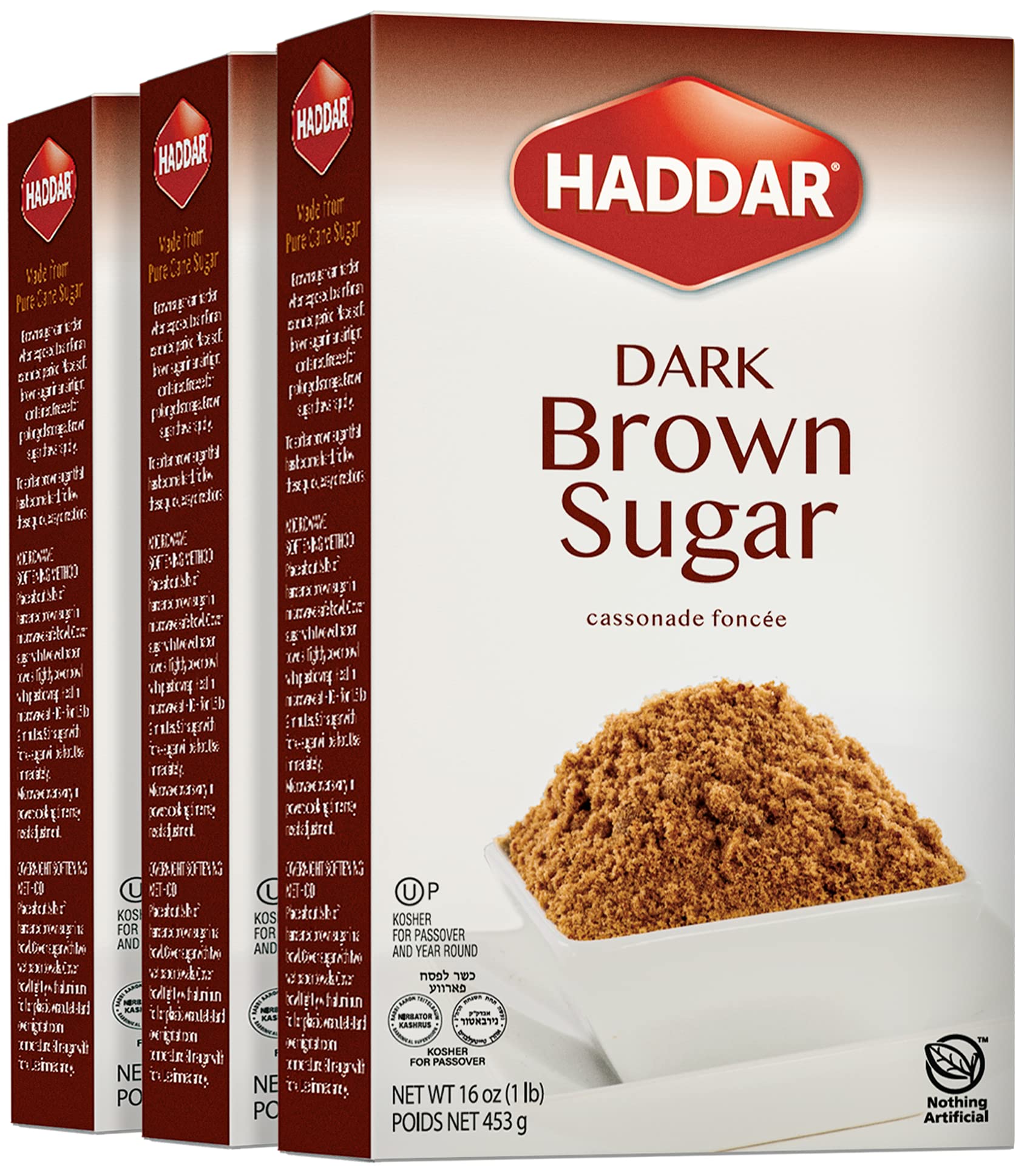 Haddar Dark Brown Sugar, 16oz (3 Pack) | Great for Baking, Dressing & Marinades