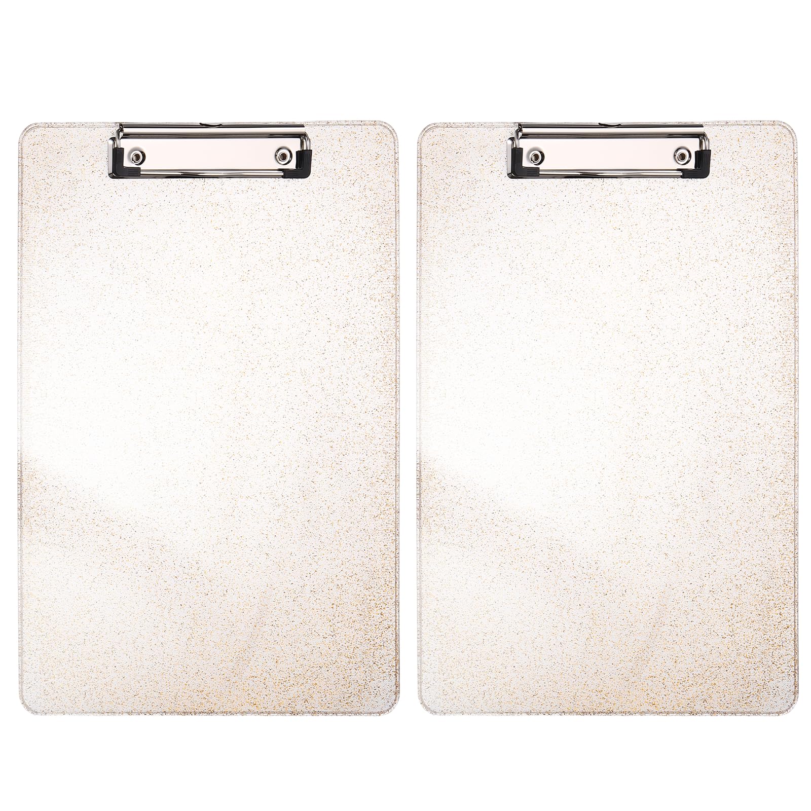 PATIKIL 2 Pcs Plastic Clip Boards, A4 Size Gold Tone Stylish Clip Boards Glitter Design Cute Clipboards Office Supplies for Restaurant Shop Store Note Memo Card Sign Holder