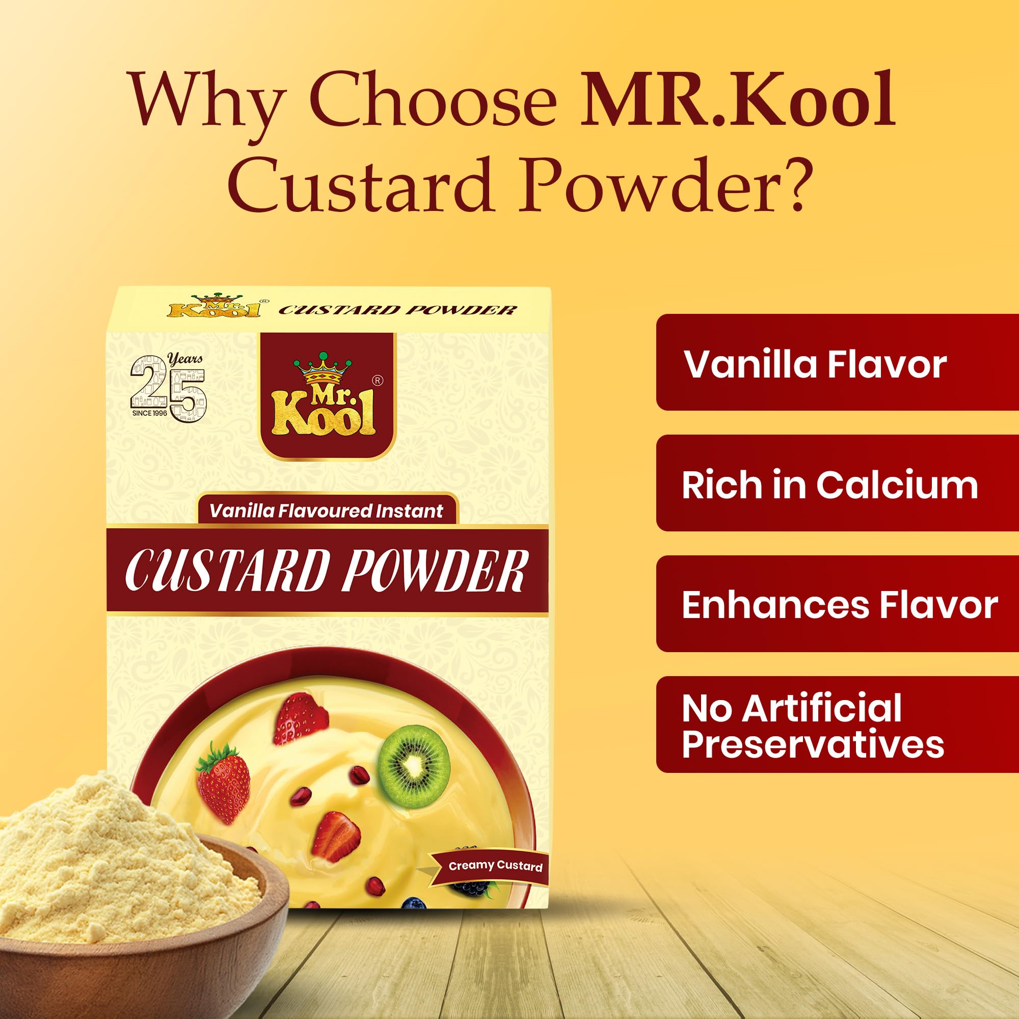 Mr. Kool Vanilla Custard Powder 400g | Rich & Creamy Dessert Mix | Fruit Custard, Puddings, Trifle & Cakes | 100% Vegan 2