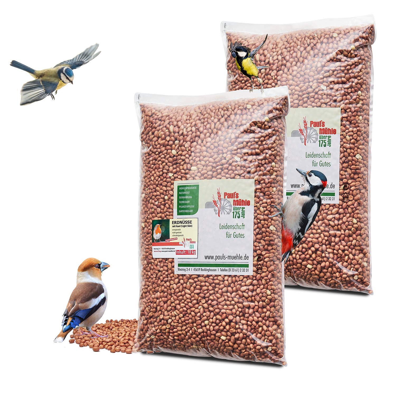 Paul´s Mühle - 20 kg Erdnüsse mit Haut (Light Skin) für Tiere & Wildvögel | Naturbelassenes Tierfutter für Eichhörnchen, Papageien & Nager - Nüsse Vogelfutter & Wildvogelfutter für Futterzwecke
