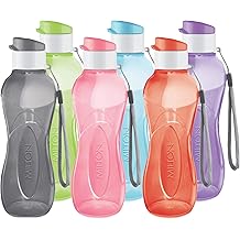 MILTON Water Bottle Kids Reusable Leakproof 12 Oz Plastic Wide Mouth Large Big Drink Bottle BPA &amp; Leak Free with Handle Strap Carrier for Cycling Camping Hiking Gym Yoga