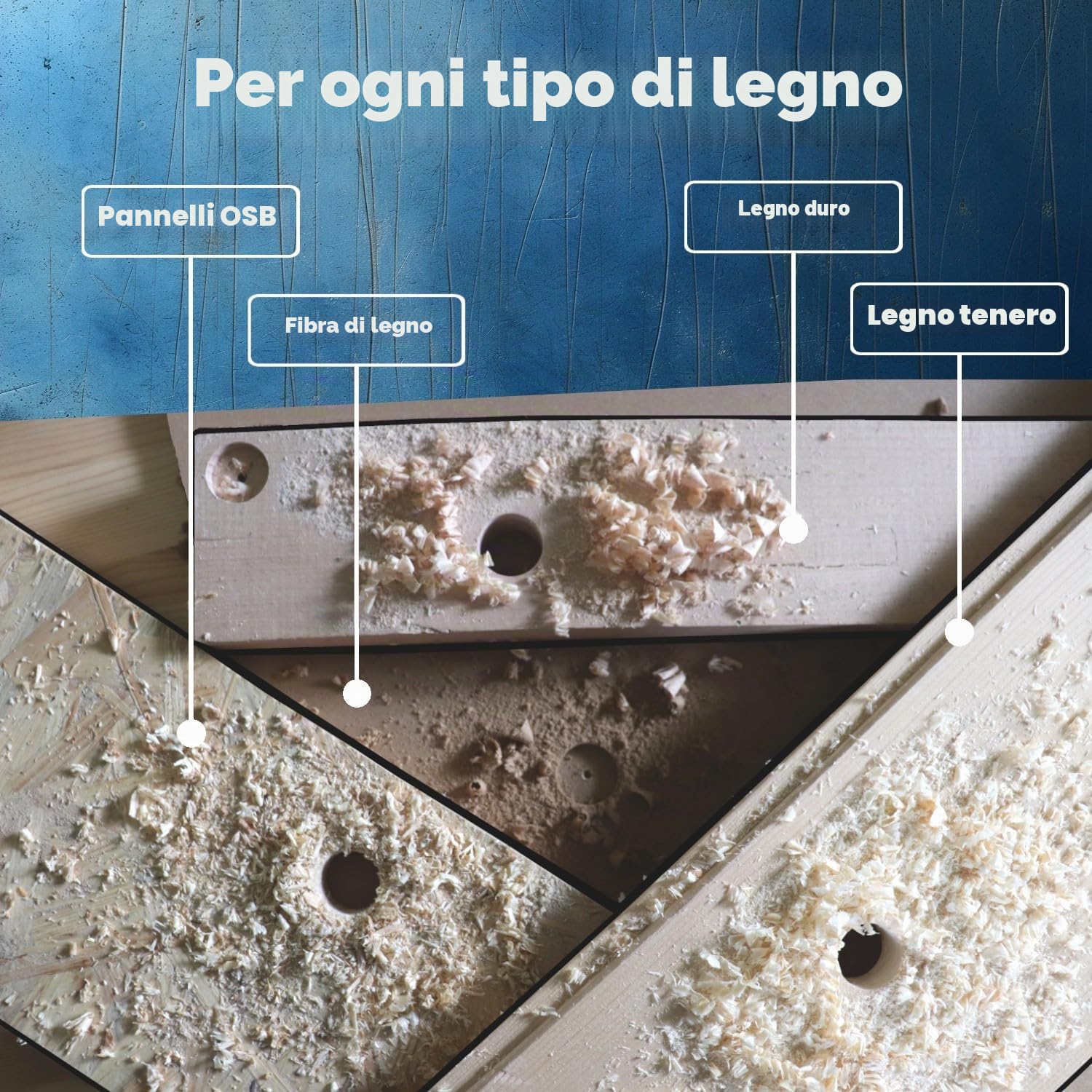 Forstner - Set di punte professionali per legno, diametro 6 – 54 mm, 16 pezzi, punte per trapano per legno