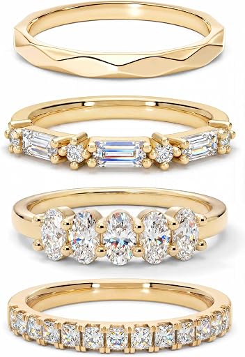 Elarose Stackable Rings for Women Non Tarnish, 5A Cubic Zirconia Wedding Band Ring