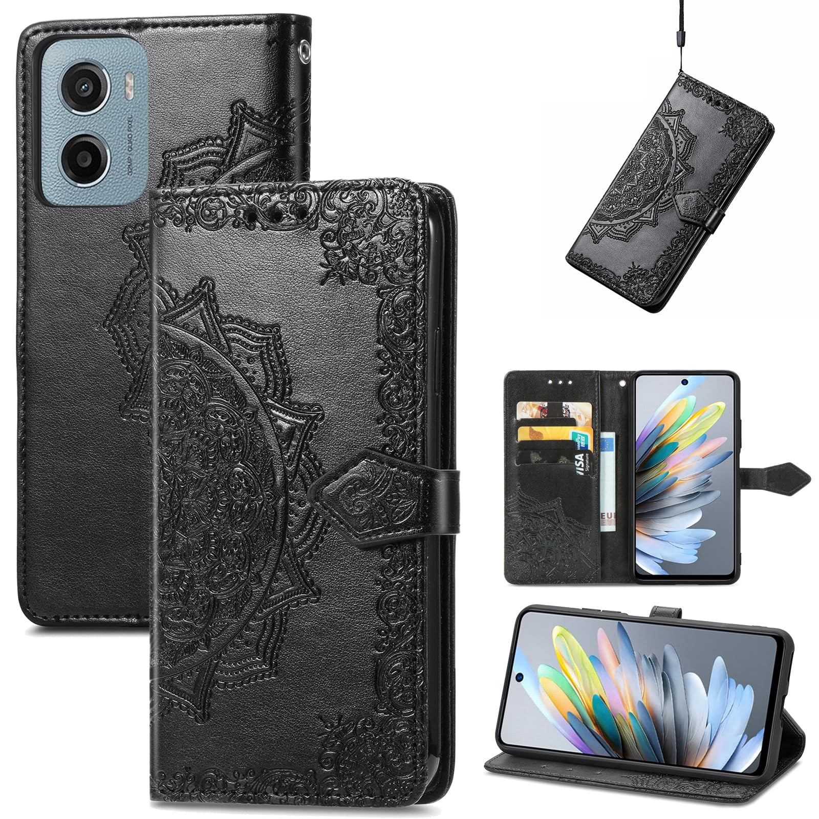 Fertuo Cover per Motorola Moto E15 / G05, Custodia Portafoglio Cover a Libro in Pelle Flip Case