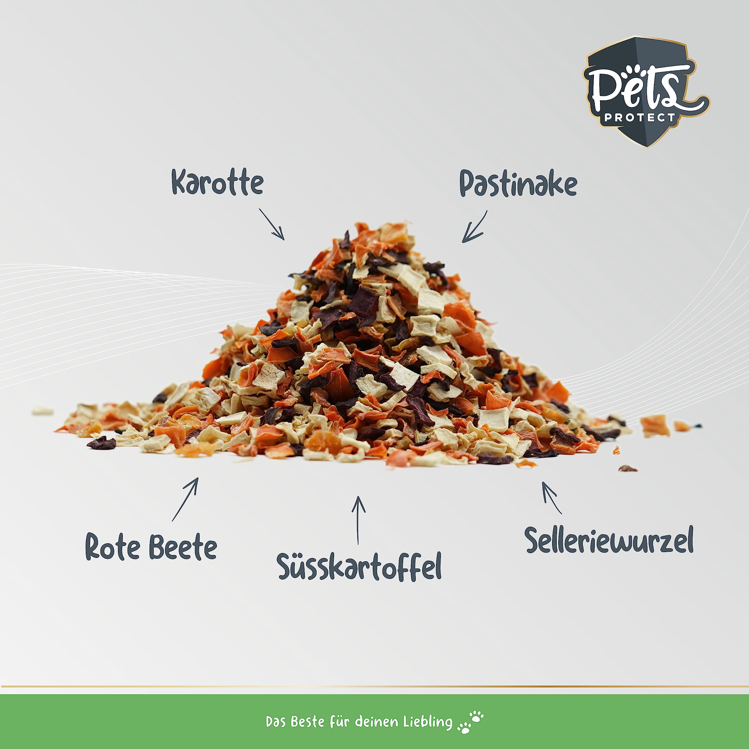 Pets Protect 5kg GEMÜSE-Mix für Hunde & Katzen | 100% natürliche Gemüse-Flocken aus Deutscher Herstellung | Barf-Zusatz Hund | Getreidefrei | Ohne künstliche Zusätze | Für Allergiker | Gemüseflocken natürlich für Allergiker geeignet - Futterzusatz ohne kü