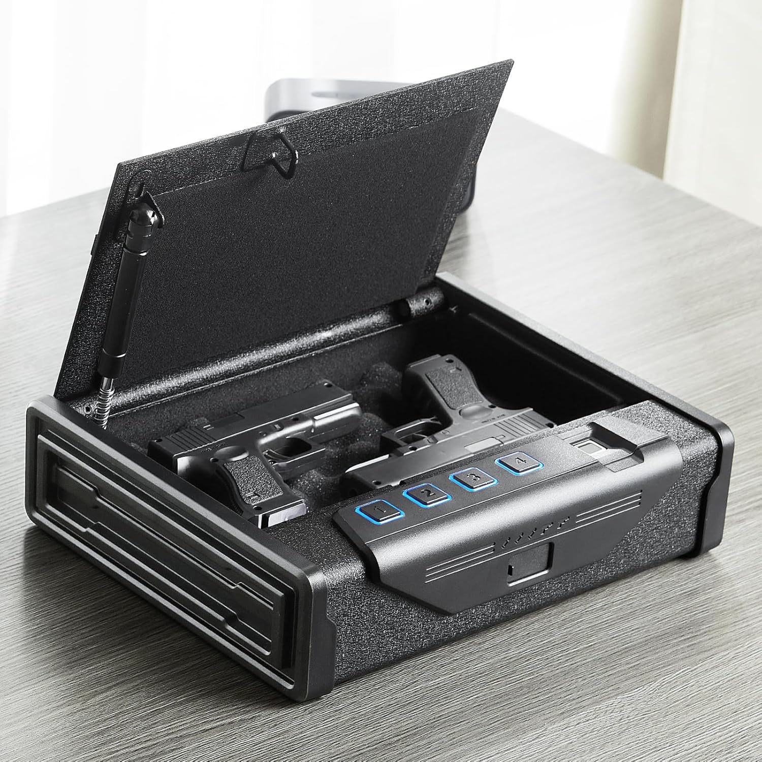 VEVOR Gun Safe for Pistols, Biometric Gun Safe with Three Quick Access Ways of Fingerprints, Passwords and Keys, Handgun Safe for 1 Pistol for Home, Bedside, Nightstand, Wall