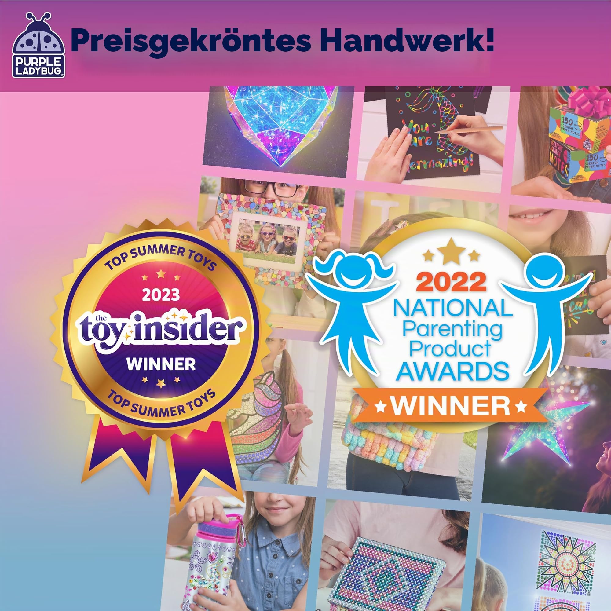 PURPLE LADYBUG Haarreifen Mädchen - Kreatives Basteln Mädchen 6 Jahre - Coole Geschenke für Teenager und Kinder - Haarschmuck Bastelset Kinder ab 7 8 9 10 11 12 13 14 Jahre