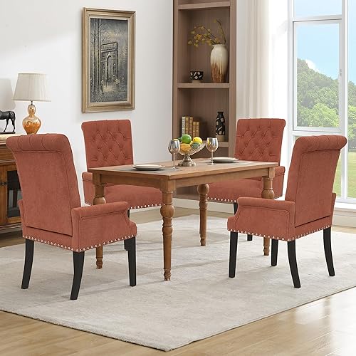 Miniatura 111 de LOULENS Lujosas sillas de comedor de terciopelo, modernas sillas de comedor tapizadas copetudas, reposabrazos con patas de acero inoxidable para