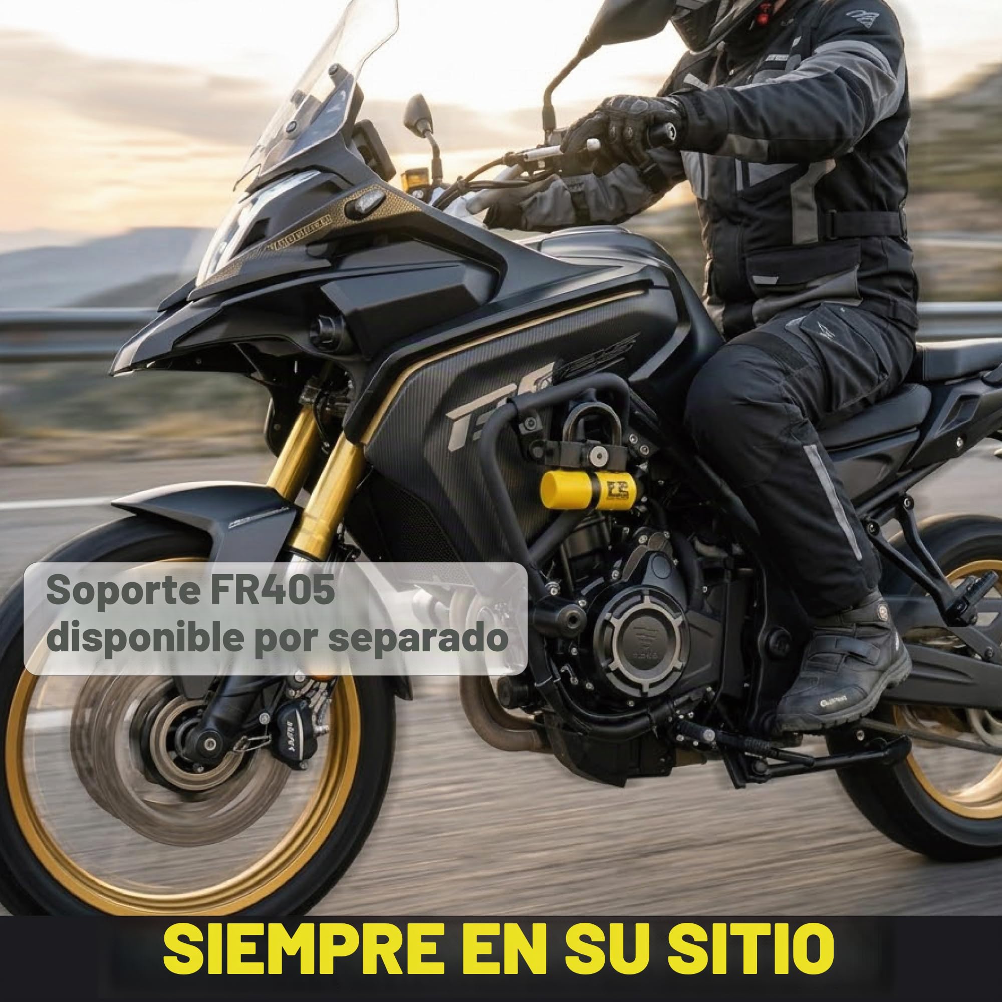 FR SECURITE FR50 Candado Moto Disco Mini U Homologado SRA, Arco ø18mm de Acero Templado, Doble Cierre, Cerradura Alta Seguridad Antiganzúa, Cable Recordatorio, Bloqueo Antirrobo Cepo Disco Freno