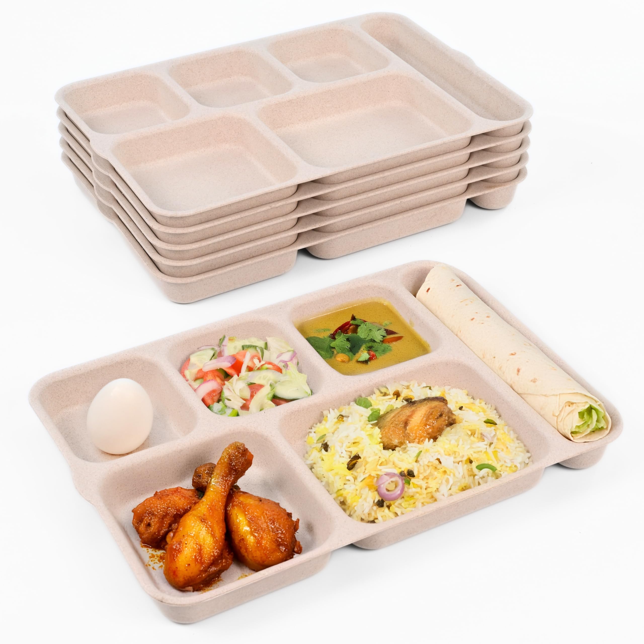 Eha Earth Friendly 6 Partition Plates | Plate Set of 6 | 14 inch | Made with Rice Husk | Breakfast Plates | Lunch Plates | Unbreakable Dinner Plates Set | Microwave Safe Plates | Innocent (B0DHH7MYWV) Amazon Price History, Amazon Price Tracker