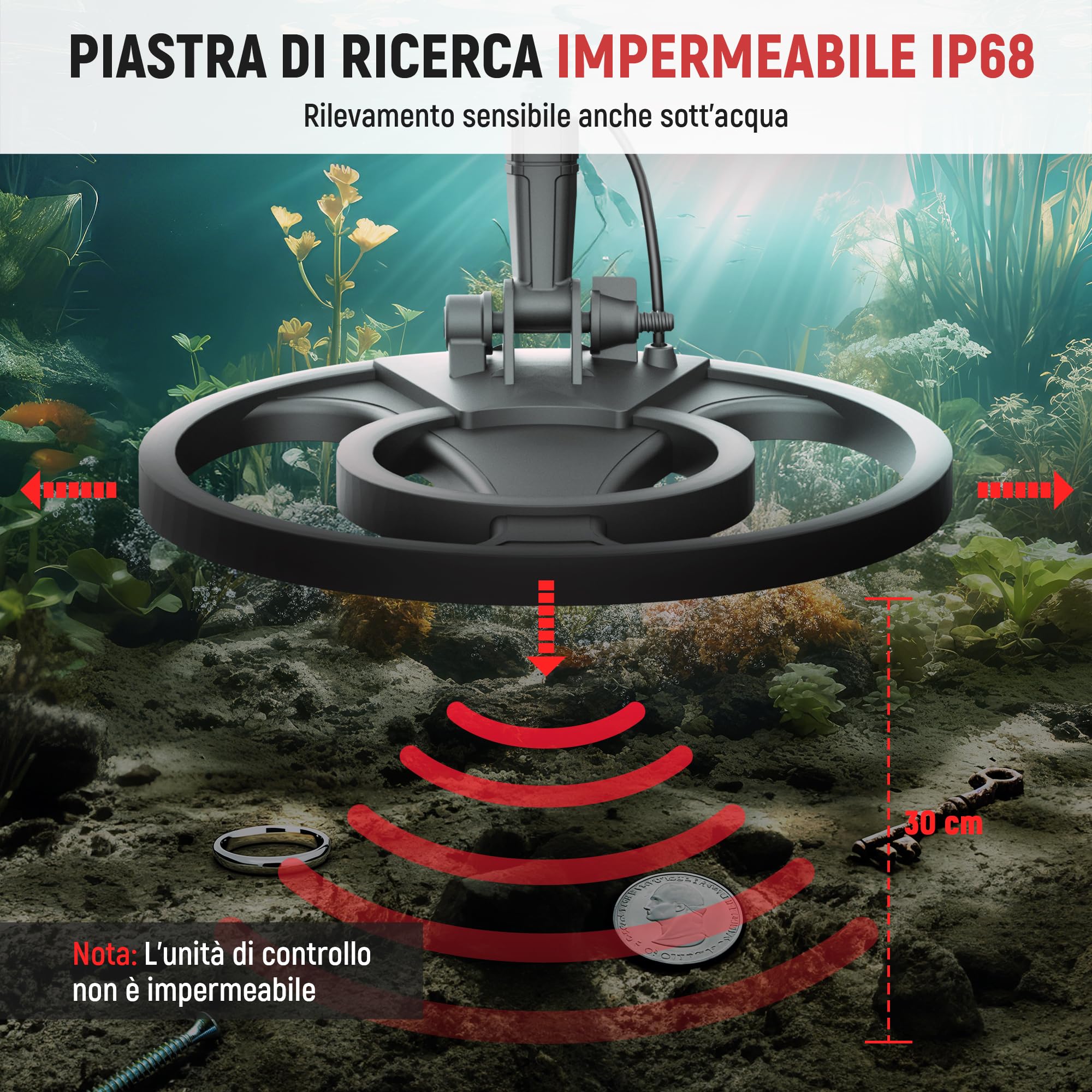 KAIWEETS Metal Detector, 2026 Nuova Versione Rilevatore di metalli con asta telescopica integrata monopezzo, rapido da montare, localizzazione precisa, per adulti, Pinpointer, bobina impermeabile IP68