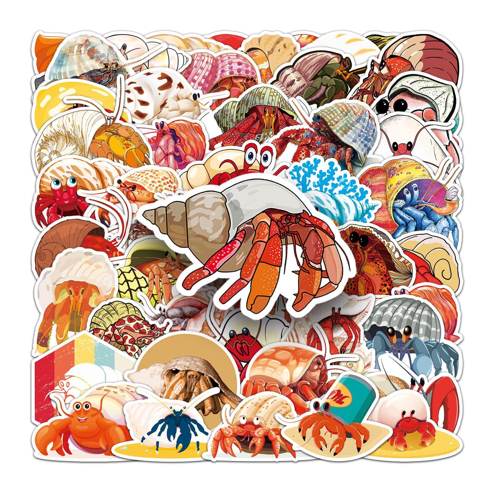 50 Pcs Crab Vinyl Stickers,Crab Graffiti Stickers,Vinyl Waterproof Sticker for Kids Teens Girls,for Phone Laptop Bottles Skateboard Computer Phone Luggage Guitar Gifts Sticker