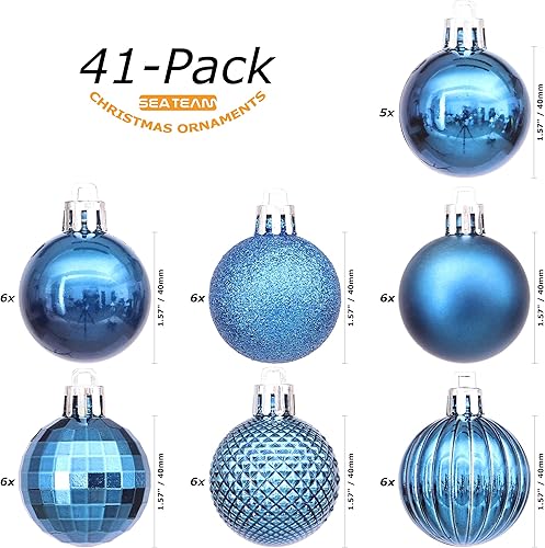 Miniatura 9 de Juego de bolas de Navidad de Sea Team, inastillables, decorativas, para colgar, con paquete de regalo de mano reutilizable para decoración navideña
