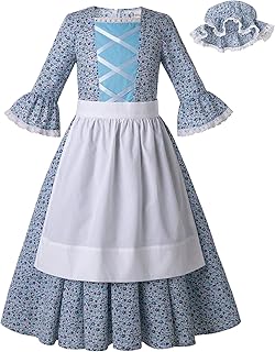 Pettigirl Girls Pioneer Costume Kids Toddler 80s Colonial Prairie Dress