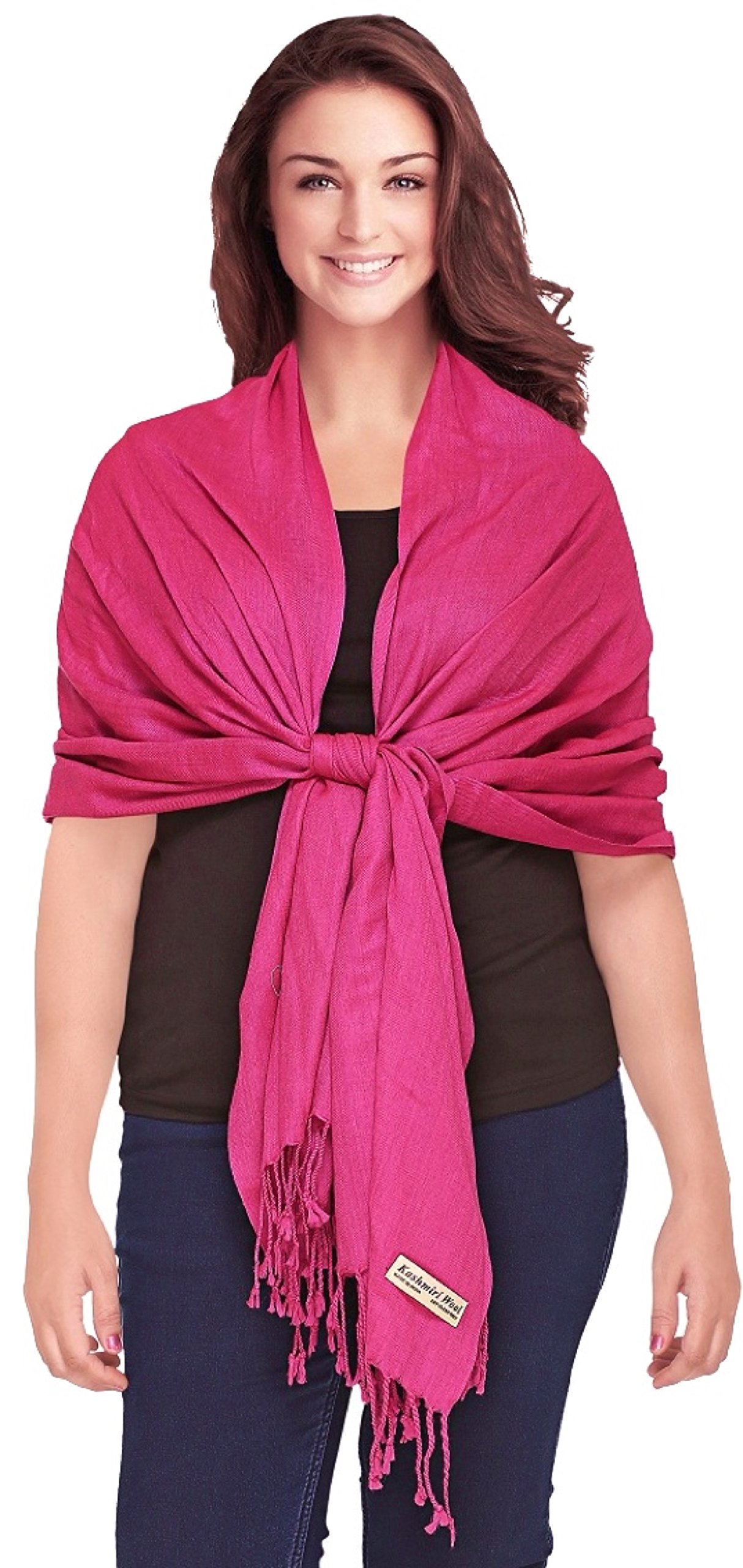 World Of Shawls Women's Cerise Exclusive 100% Kashmiri Fine Wool Pashmina Shawl Wrap Scarf (Cerise)