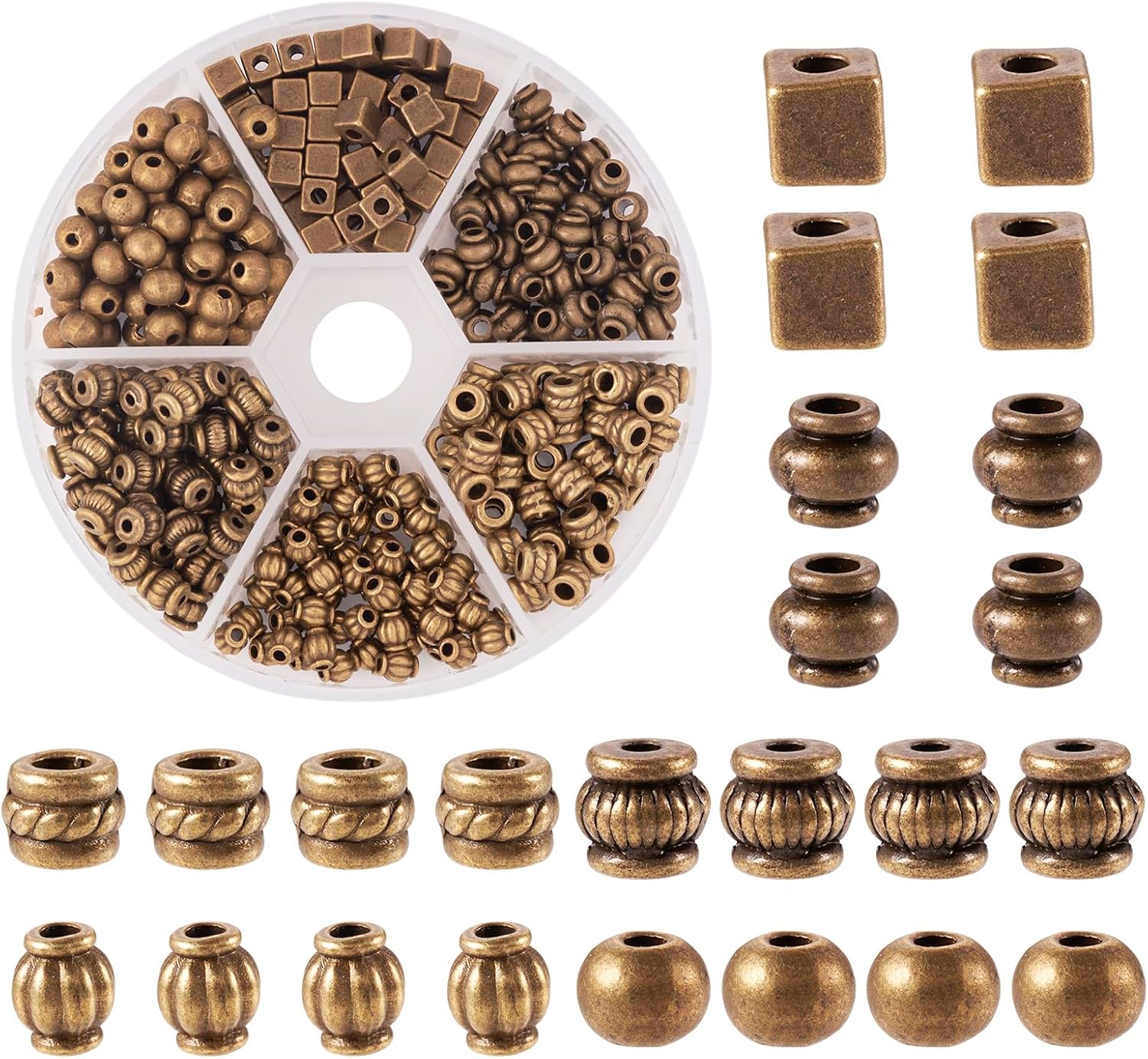 6 Styles, 360Pcs, Antique Bronze