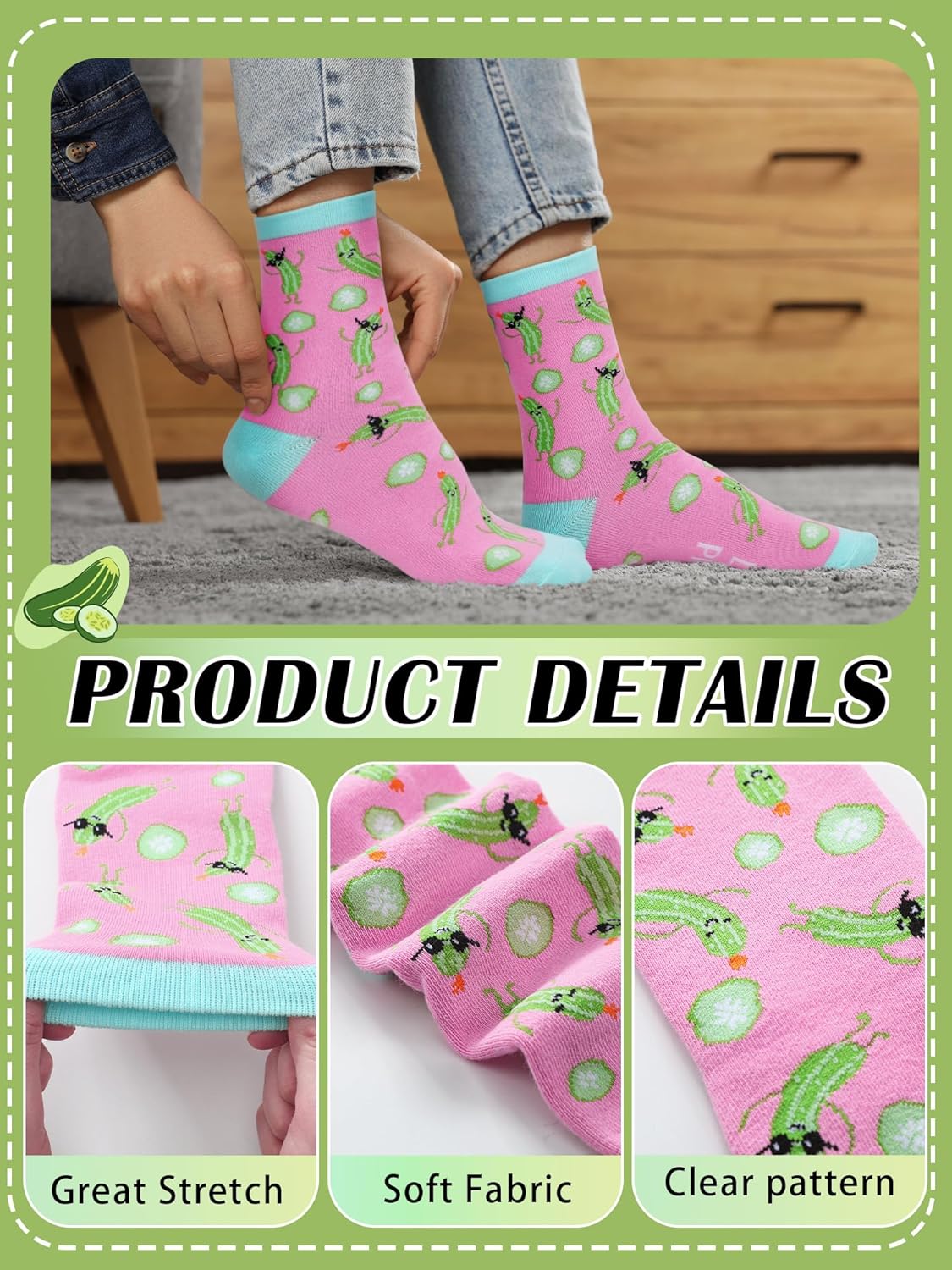 Cuffbow 3 Pairs Funny Pickle Socks for Women Men Pickle Lovers Gifts Novelty Cotton Socks Unisex Gifts - Image 5