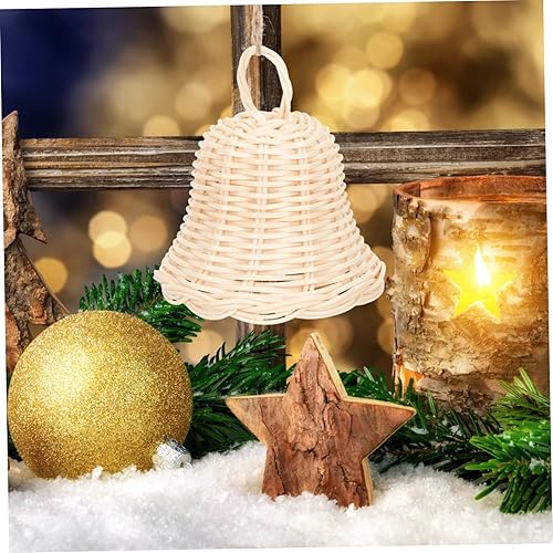 Miniatura 5 de IMIKEYA 5 piezas de decoraciones navideñas colgantes de ratán, campanas de Navidad colgantes de Navidad, decoración colgante de Halloween,