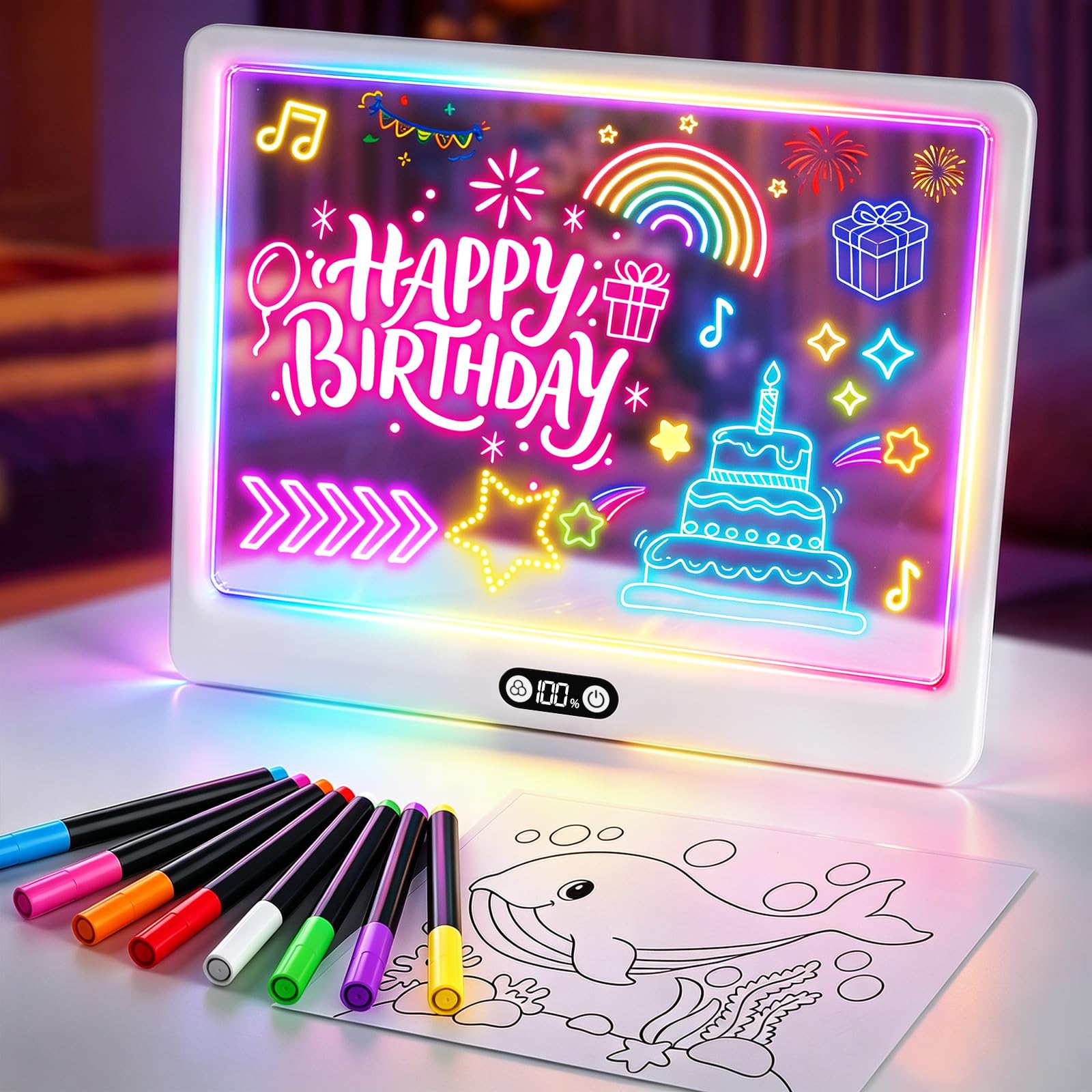 TiMOVO 16" LED Drawing Board Birthday Gifts for Kids/Girls/Teens - White