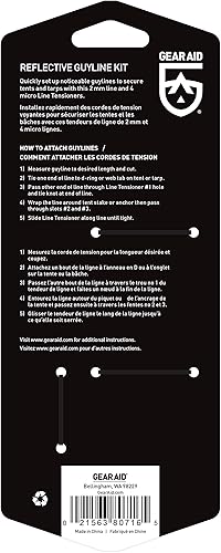 Miniatura 2 de GEAR AID Kit reflectante Guyline con tensores de línea para tiendas de campaña y lonas, 50 pies, naranja
