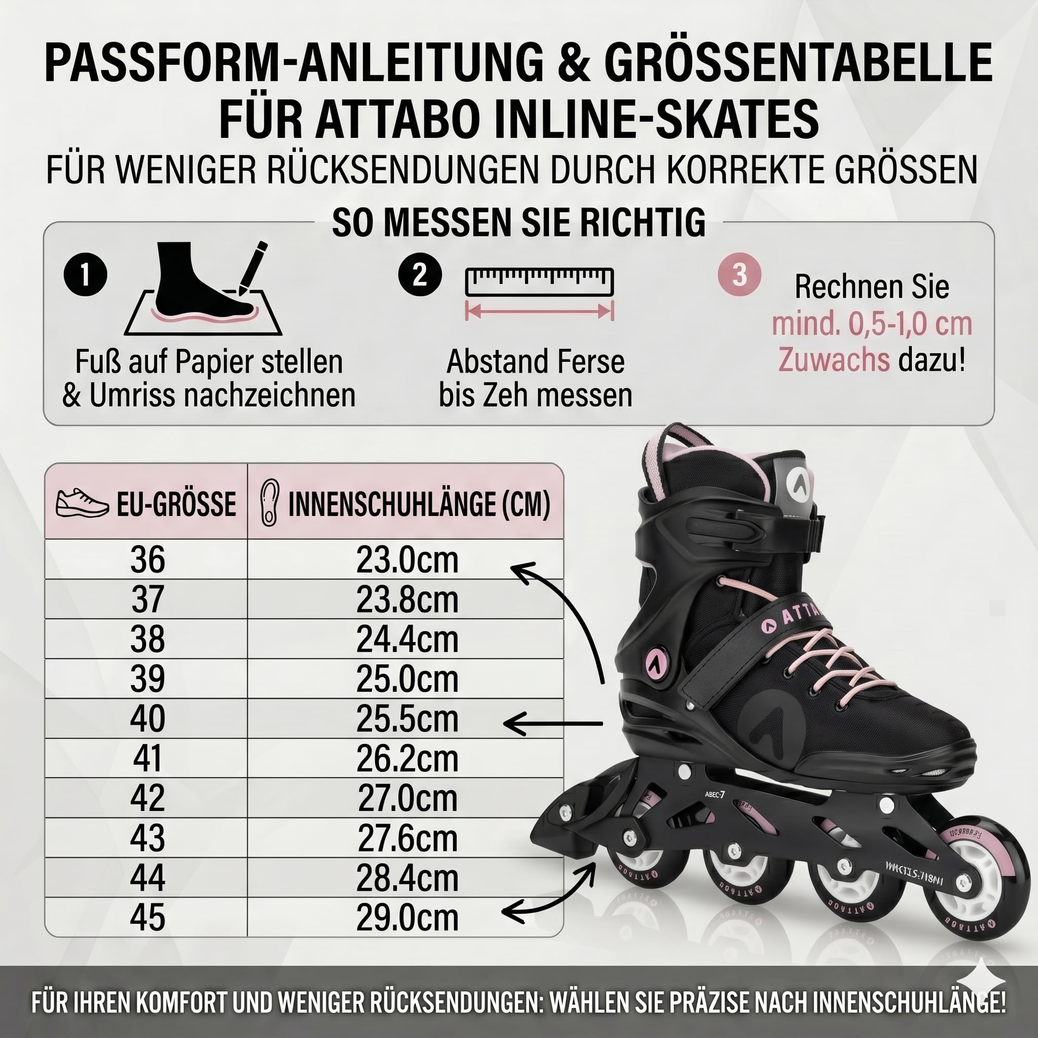 Patines en línea de Aluminio ATTABO para Mujer, ABEC-7, Ruedas 82A, Ajustable