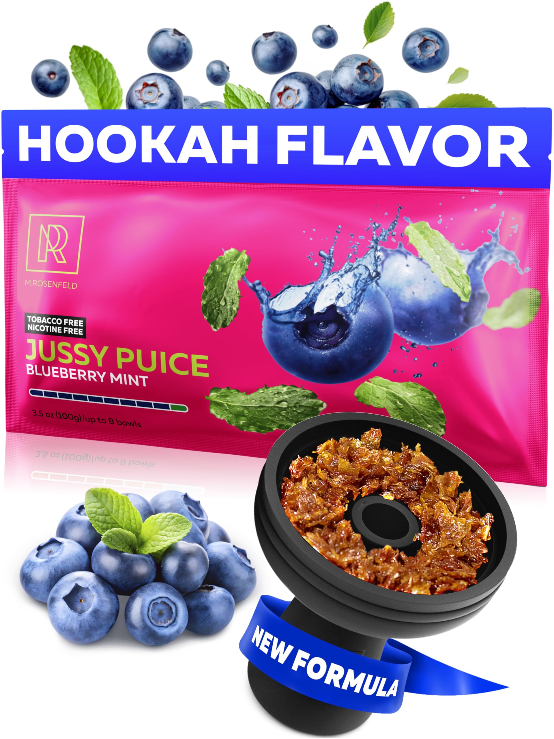 Blueberry Mint Shisha Hookah Flavors – 3.5 oz (100g) Tobacco Free & Nicotine Free Shisha – Premium Non-Tobacco Hookah Flavors – Long-Lasting & Rich Smoke
