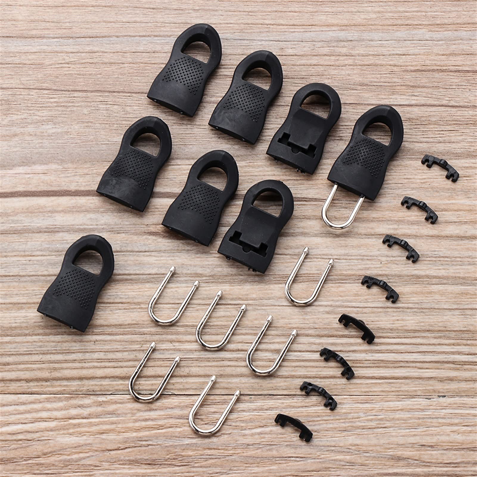 Cord Ends Zippers, 16Pcs Detachable Puller with Zipper U-Shaped Ring Zipper Head Pin Buckle Waistband Belt DIY Sewing