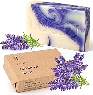 Lavendelseife Stück 100g - Naturseife Ohne Zusatzstoffe und Palmöl - Lavendel Seife Handgemacht - Gesichtsseife & Handseife Fest & Duschseife Damen und Männer - Natur Seife Stück - Soap Bar