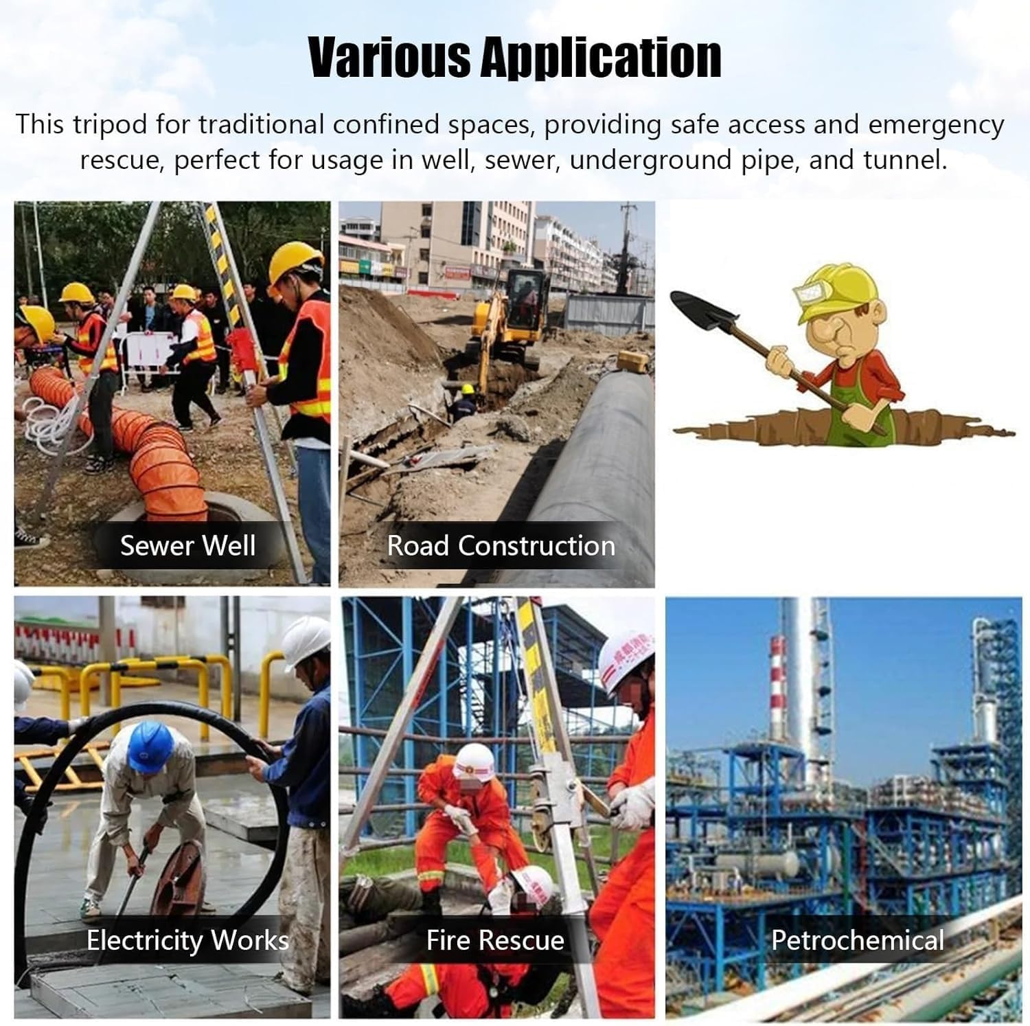 Fall Arrest Kits,Confined Space Tripod Tripod Rescue System, Aluminum Heavy Duty Rescue Stabilizer for Confined Spaces(1200LBS Winch+Falling Protector)