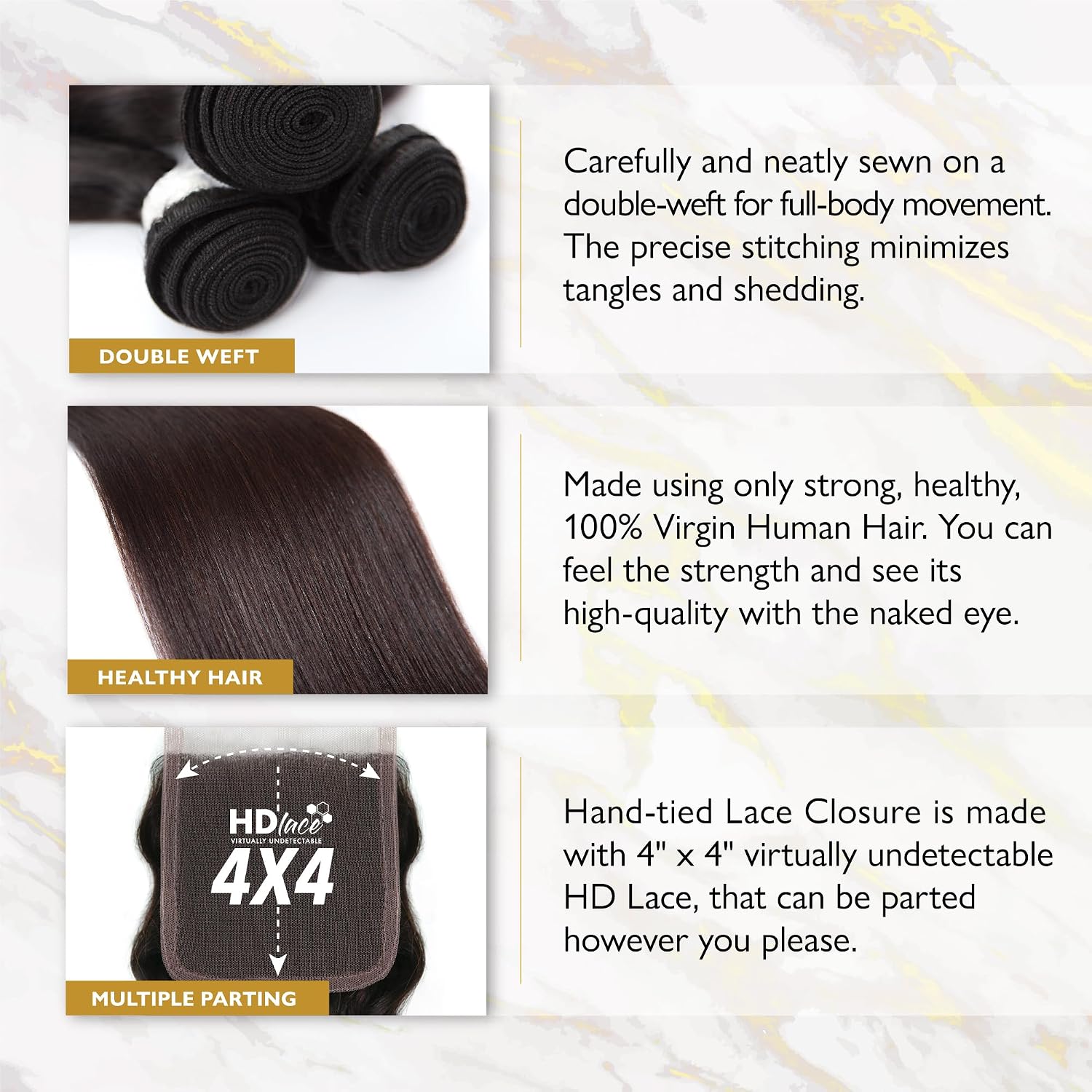 Sensationnel Empire bundles multi - water deep with 4x4 closure 10a tangle shed free human hair for weaving and sew in styles (8 10 12 Inch, NATURAL/BLACK)