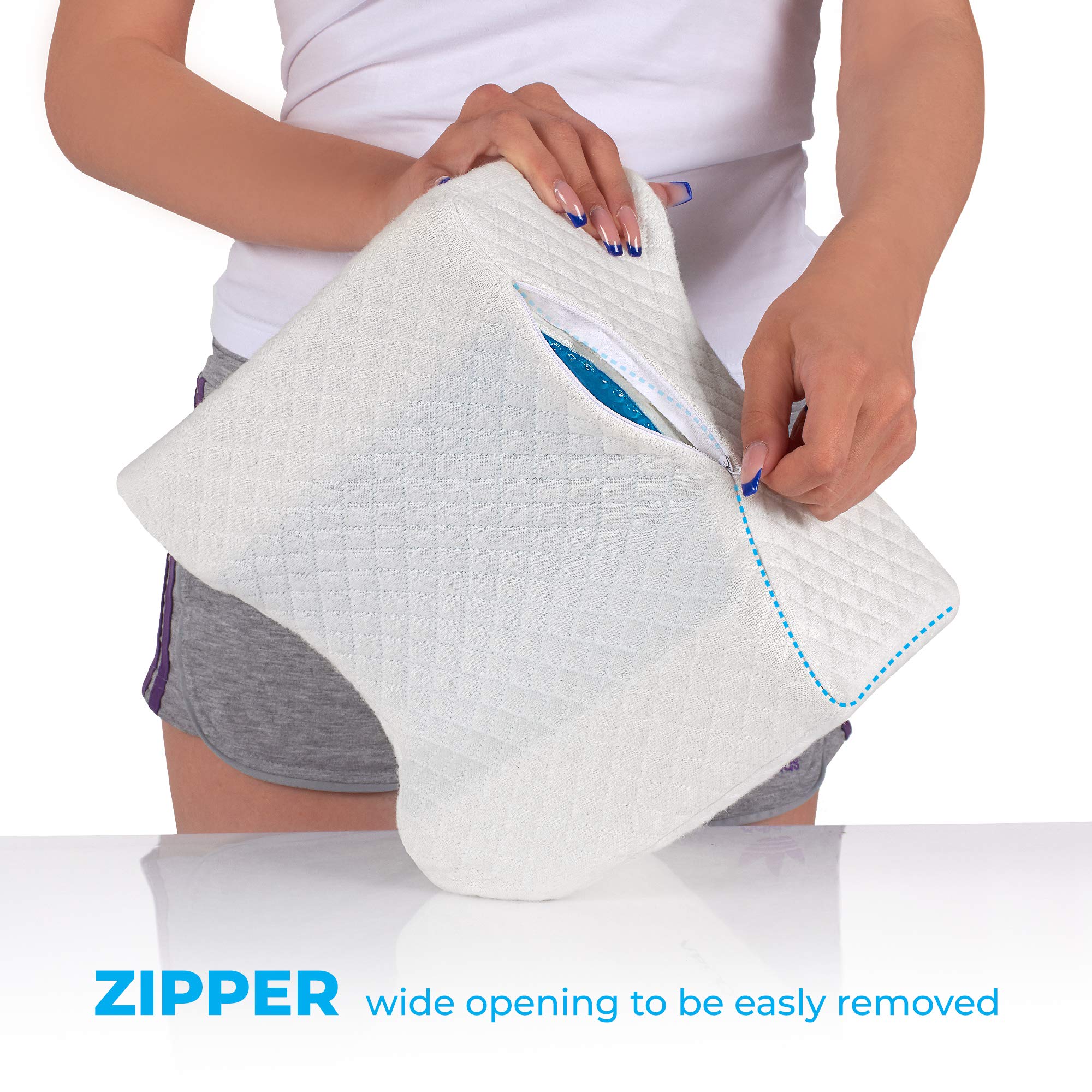 Abco Tech Memory Foam Knee Pillow with Cooling Gel Leg Wedge Pillow for Side Sleepers