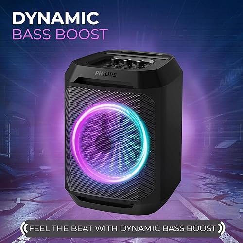 Miniatura 7 de Philips - Altavoz Bluetooth para fiestas, refuerzo dinámico de bajos, Bluetooth y entrada auxiliar, entrada de micrófono, emparejamiento inalámbrico