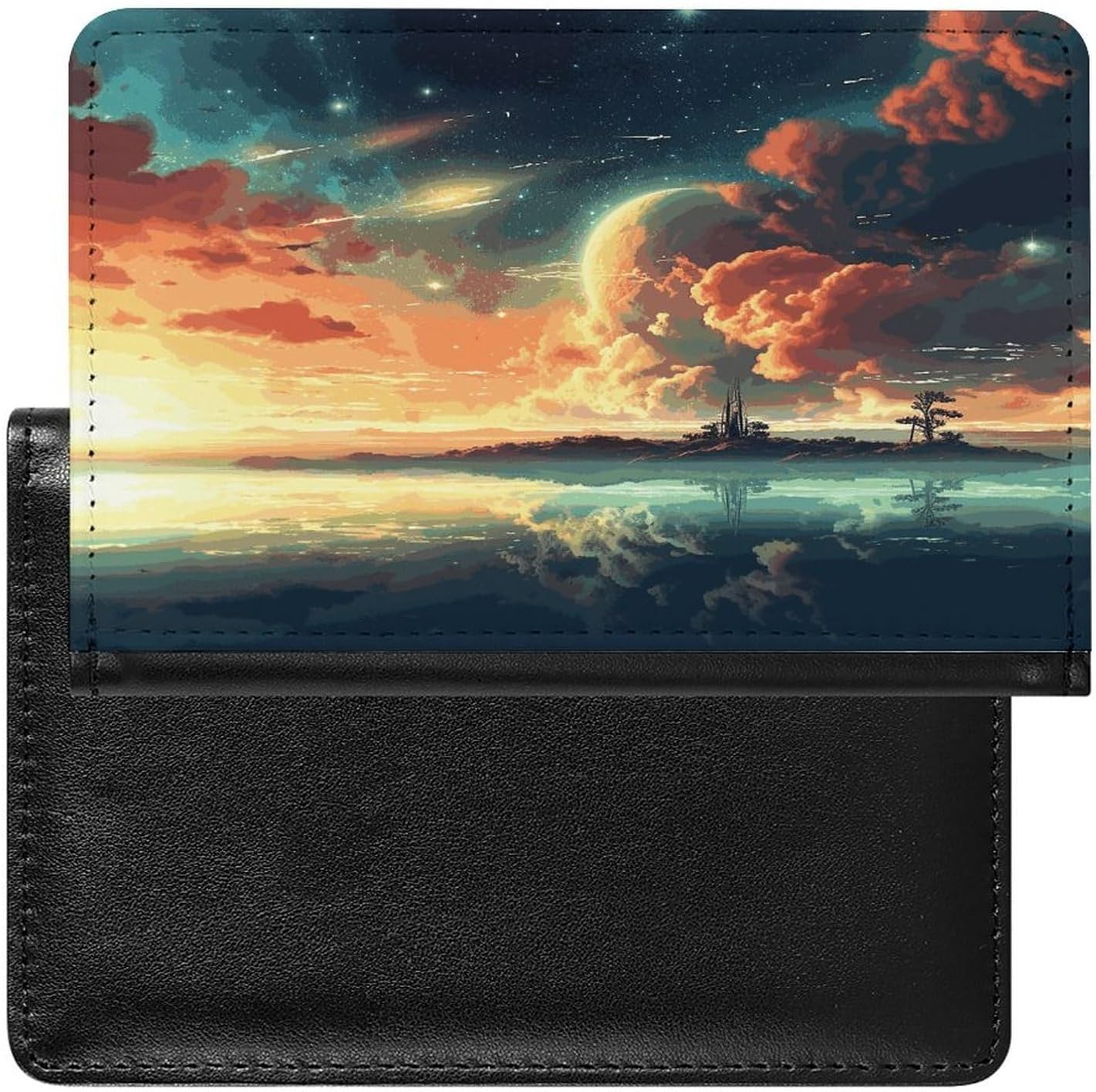 Anime Sky Passport Holder for Women Men PU Leather Passport Travel Wallet Fashion Passport Book Holder Waterproof Passport Cover Case Travel Document Organizer