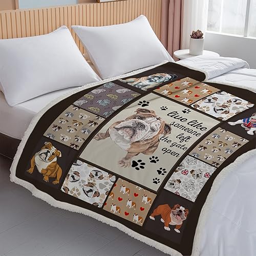 Miniatura 7 de Manta de bulldog con diseño de patas para perros, súper suave y acogedora manta para mascotas, manta de bulldog de pelo corto, manta de regalo para