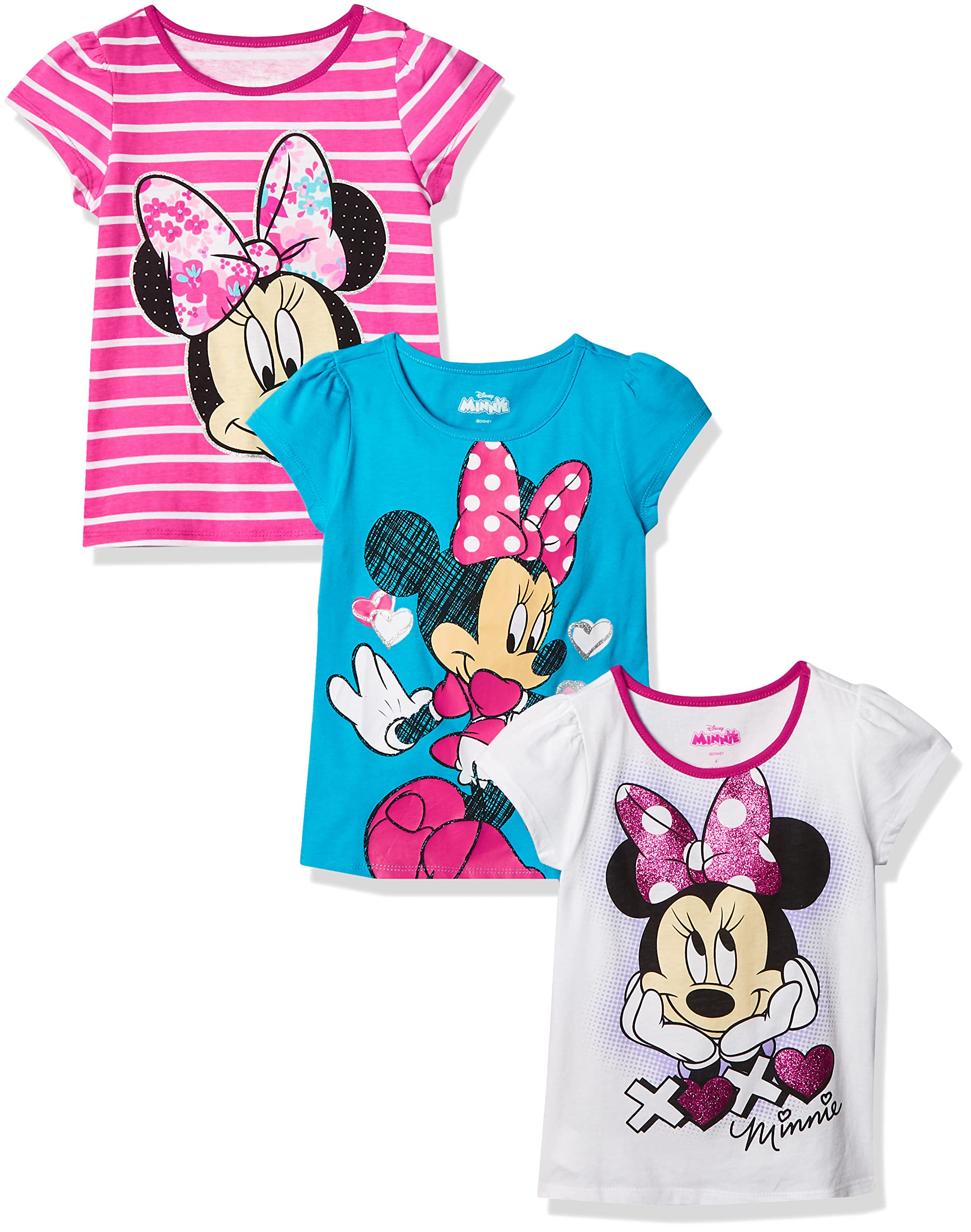 DisneyGirls' 3 Pack Minnie Mouse T-Shirts