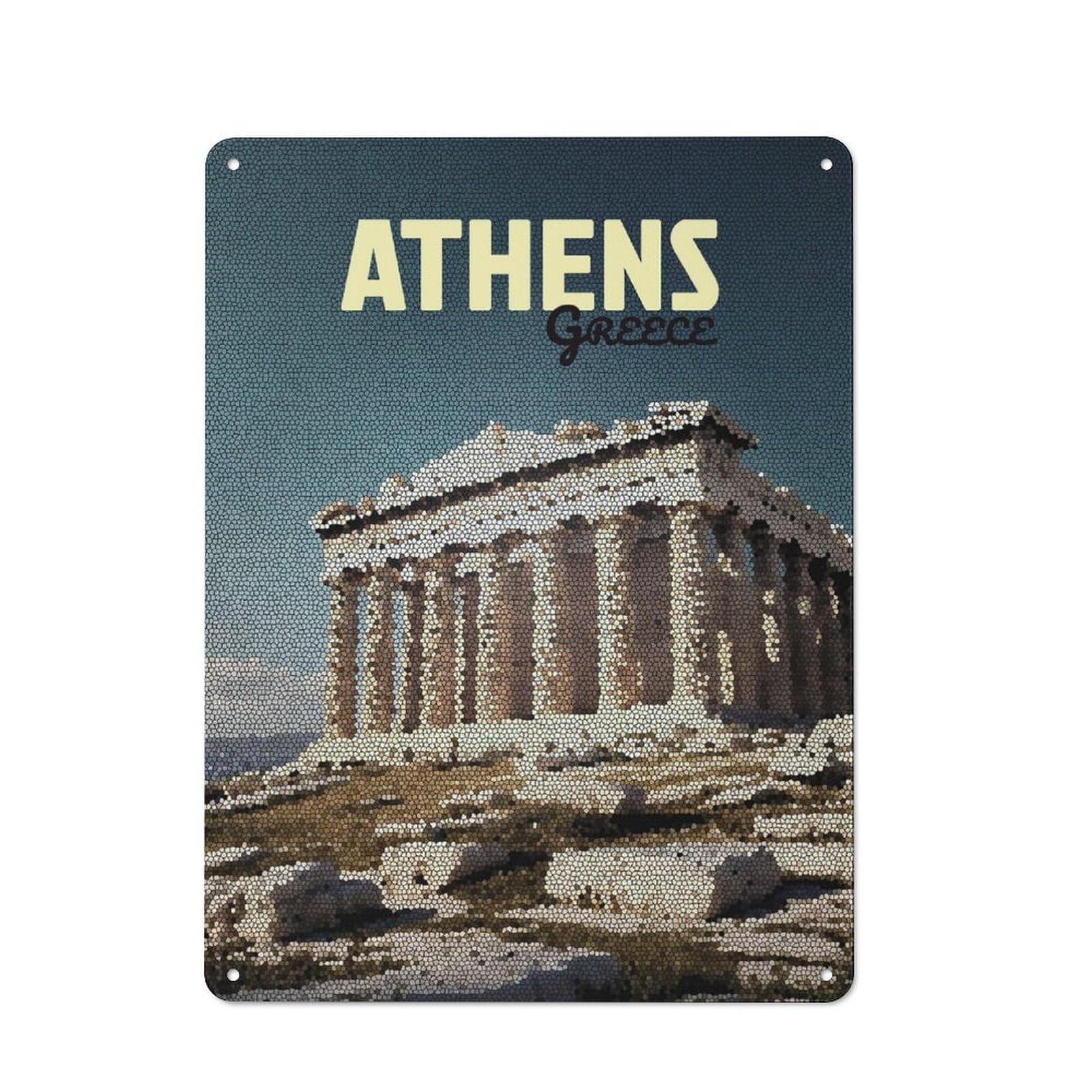 Junmoney Style-8 Metal Sign 40X30cm With Athens Greece Travel (5) For Hallway Wall, Retro Decor, Gift For Hallway Decor Lovers During The Christmas Season