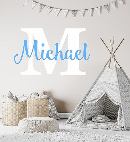 Miniatura 12 de Decor Designs Decals Calcomanía de vinilo para pared con nombre personalizado, diseño cursivo para niñas, decoración de bebé (varias opciones de