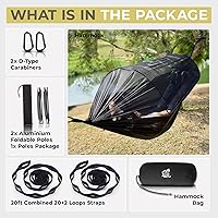 Vista 7 de Miztli Hamaca de camping – Hamaca portátil con amplia red y correas de árbol con bucles ajustables, hamaca doble e individual para exteriores