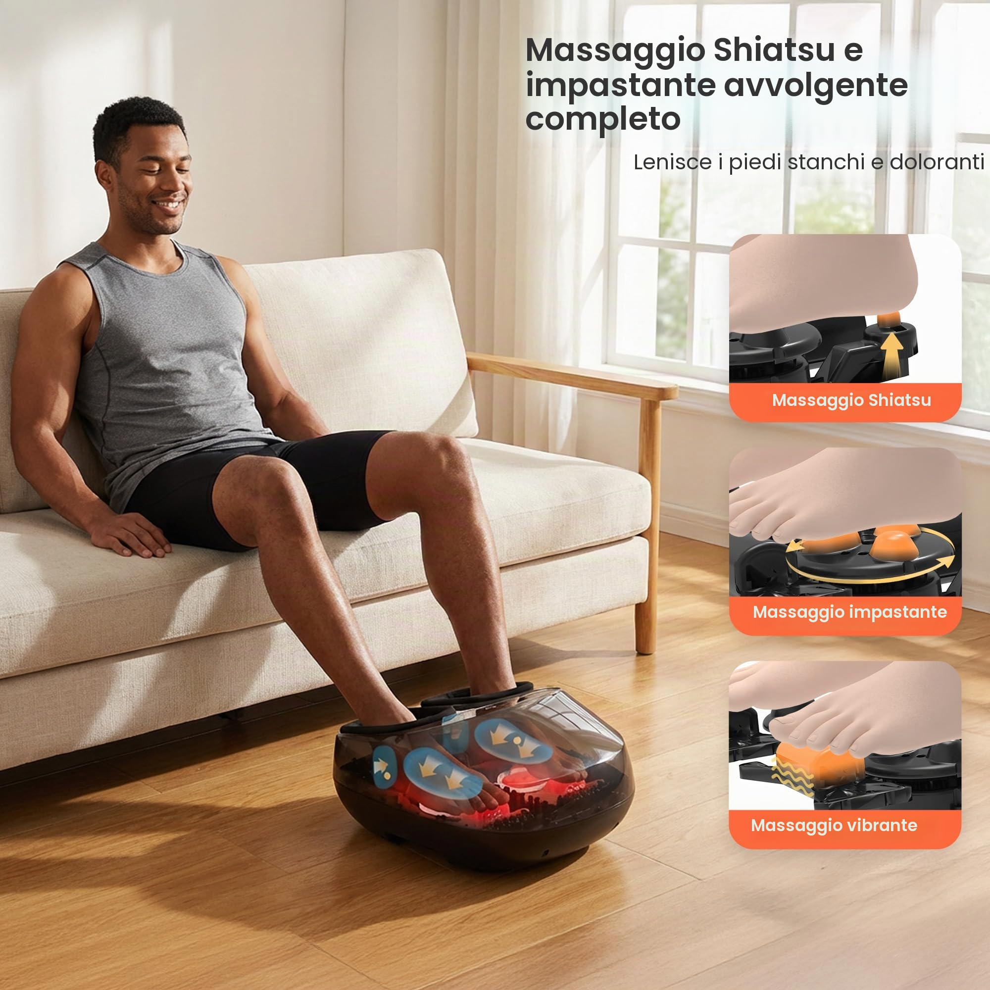 COMFIER Massaggiatore per Piedi con Calore, Elettrico Massaggiatore Plantare con 3D Impastamento Profondo, rulli e compressione d'aria, 3 intensità per muscoli affaticati, fino al numero 46 di scarpe